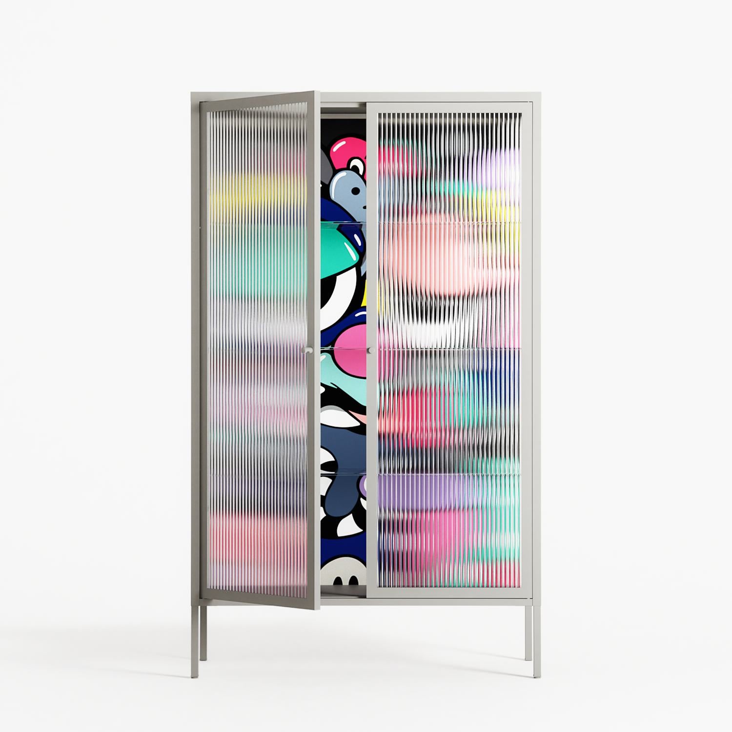 Bobsan - Cabinet - Maddalena Fanfani - Chalk - Reeded glass