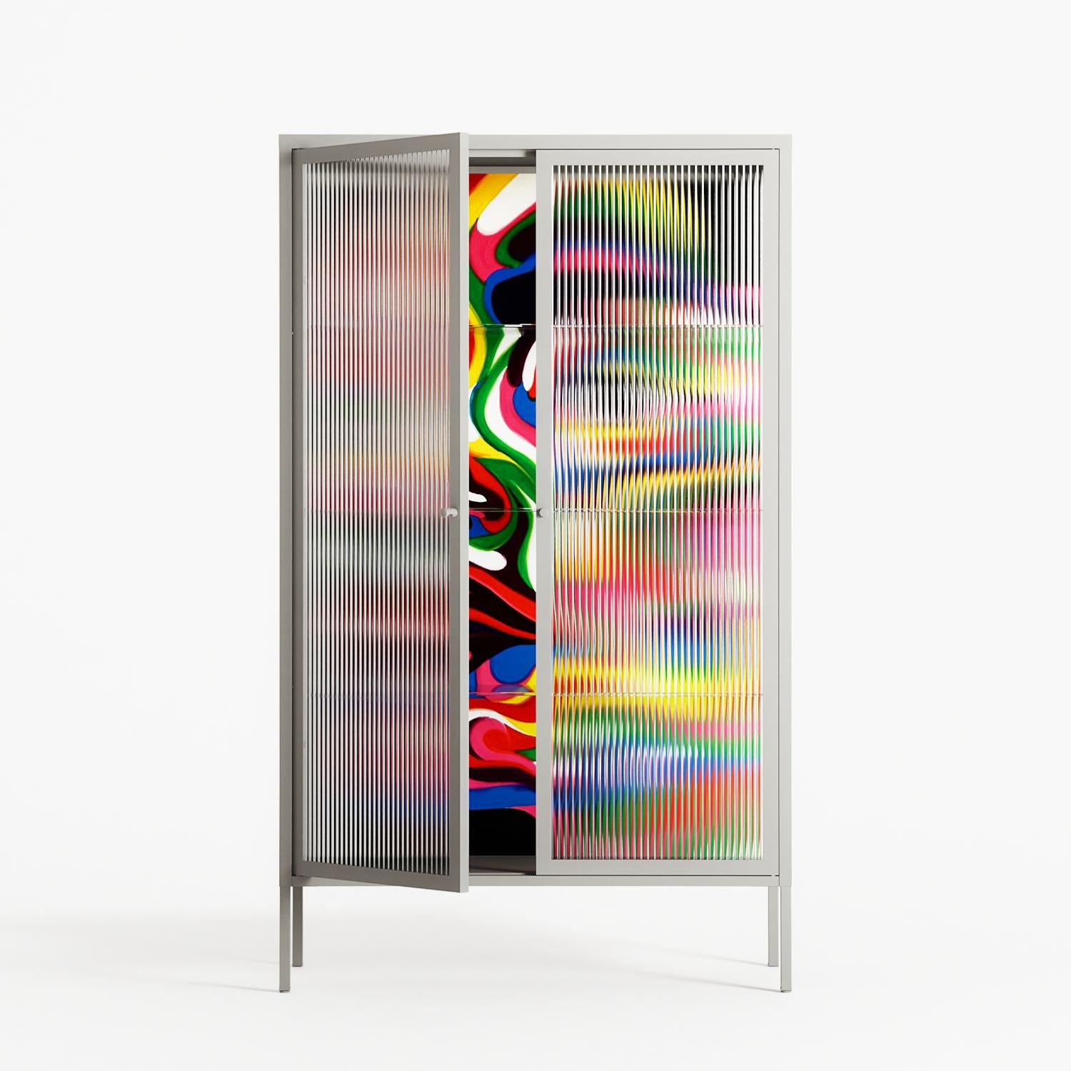 Orbiting Around Herself - Cabinet - Mathilda Kienast - Chalk - Reeded glass