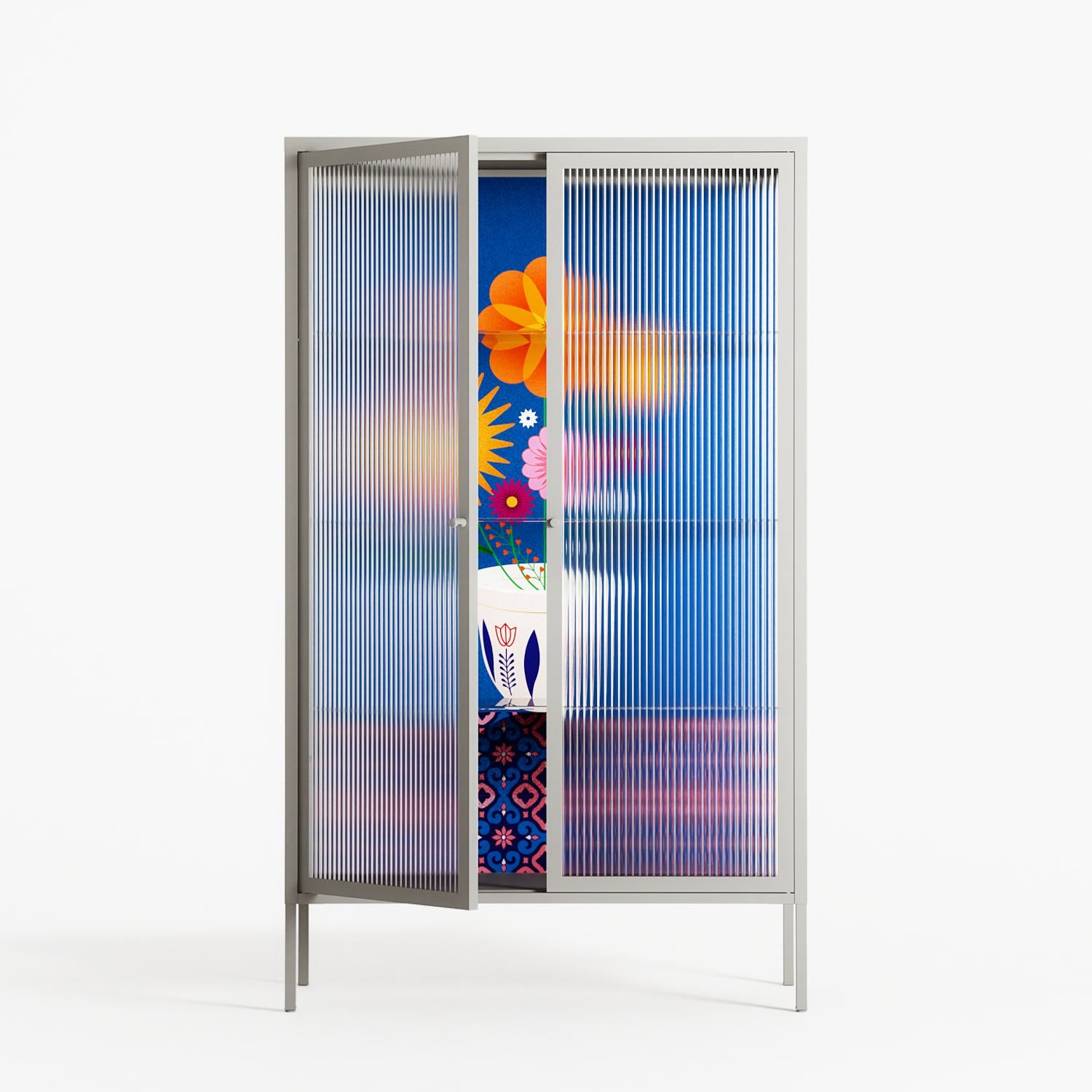 Flower Cup - Cabinet - Mo Kalache - Chalk - Reeded glass