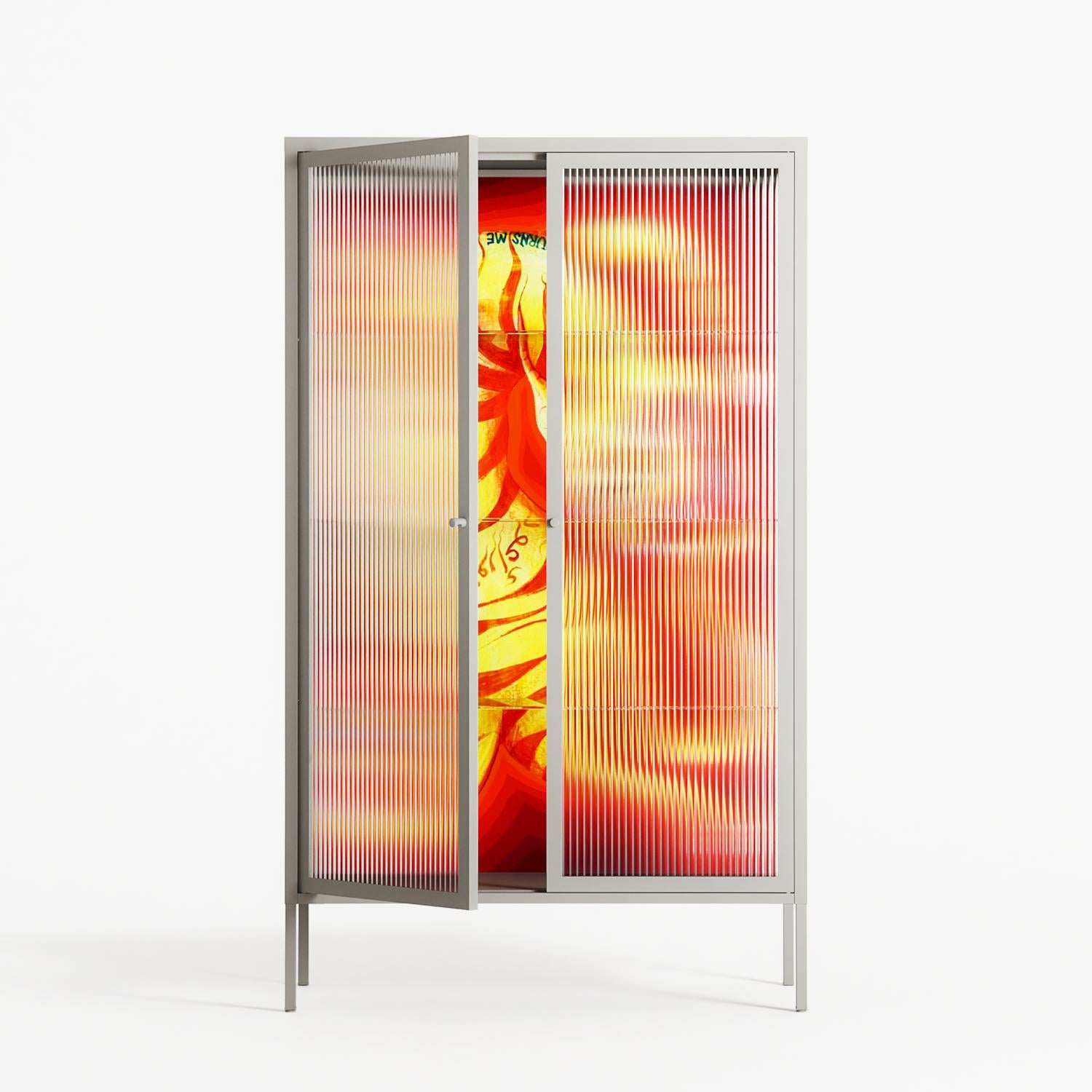 Burning Tiger - Cabinet - Mo Kalache - Chalk - Reeded glass