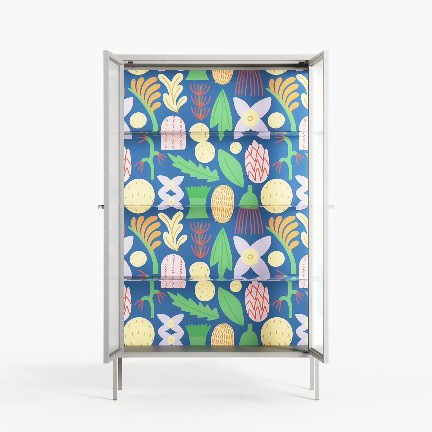 Shapes Blue - Cabinet - Lydia Greaves - Chalk - Reeded glass