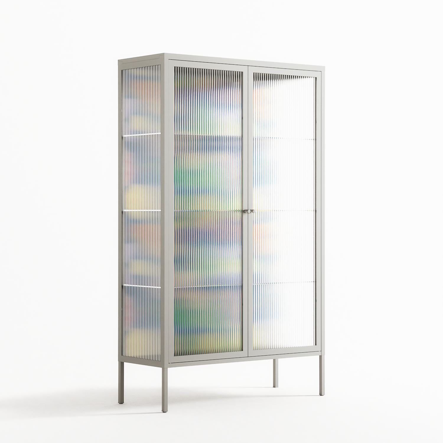 Shapes Blue - Cabinet - Lydia Greaves - Chalk - Reeded glass
