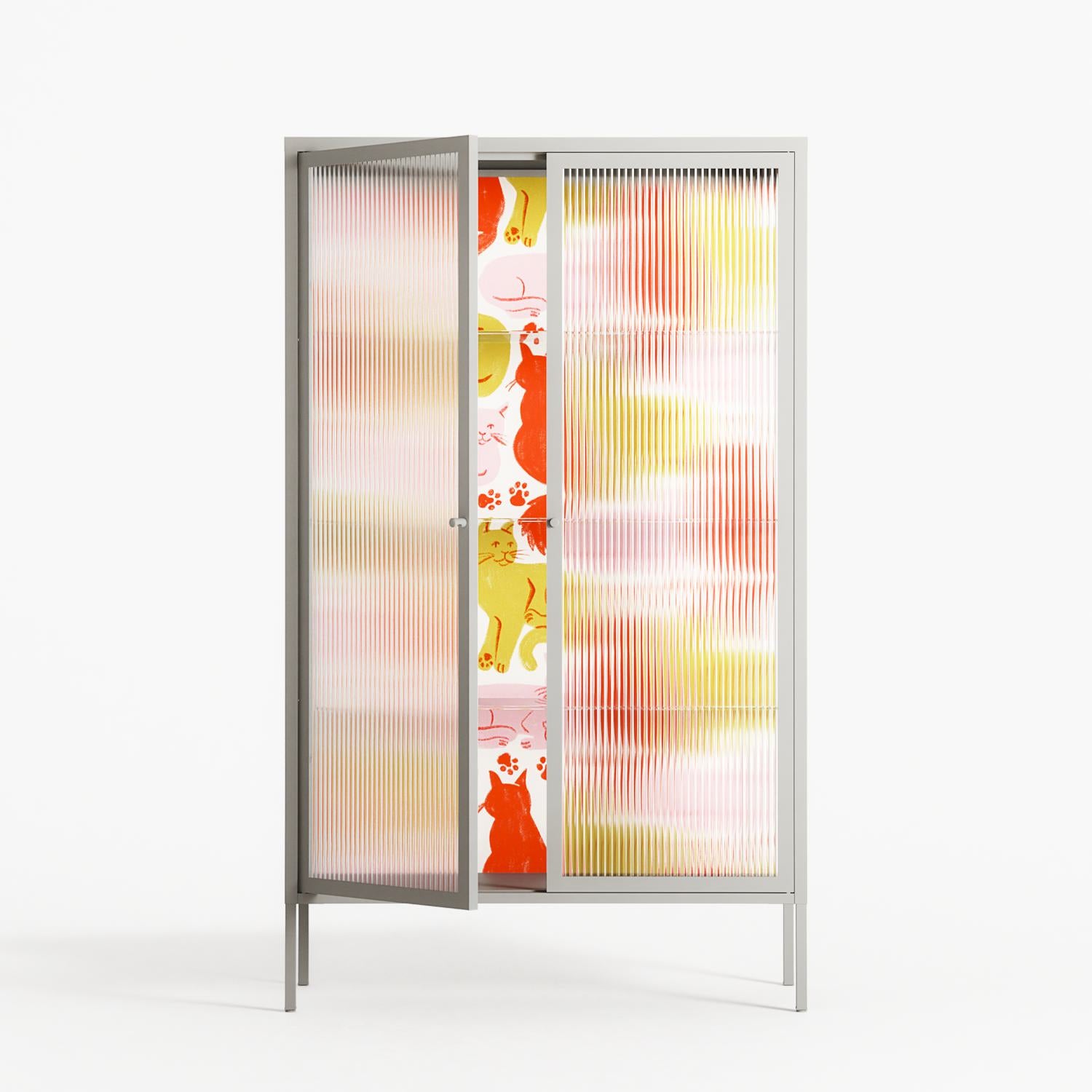 Cats - Cabinet - Lydia Greaves - Chalk - Reeded glass