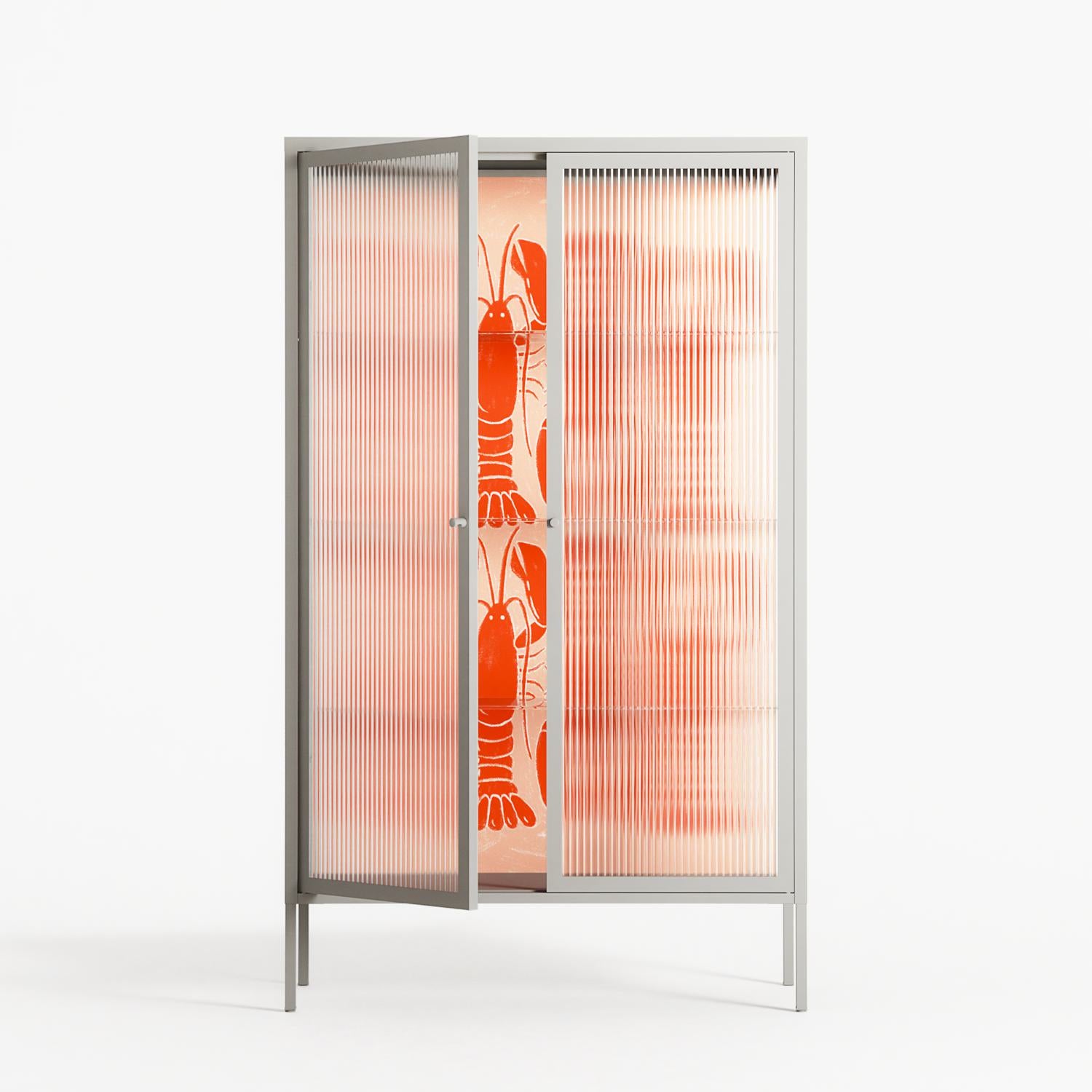 Lobsters - Cabinet - Lydia Greaves - Chalk - Reeded glass
