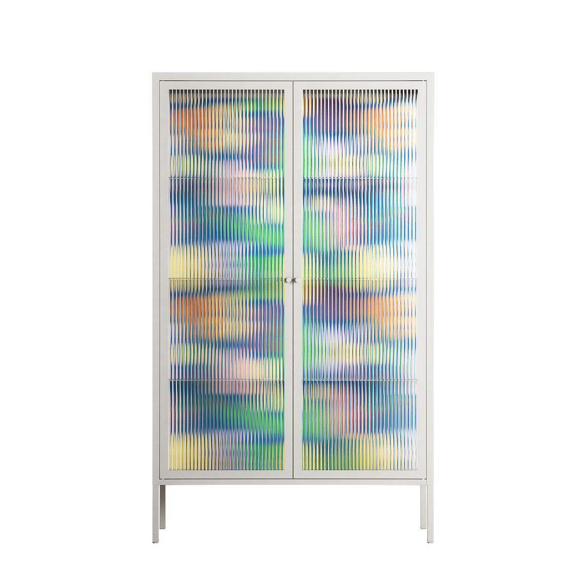Shapes Blue - Cabinet - Lydia Greaves - Chalk - Reeded glass