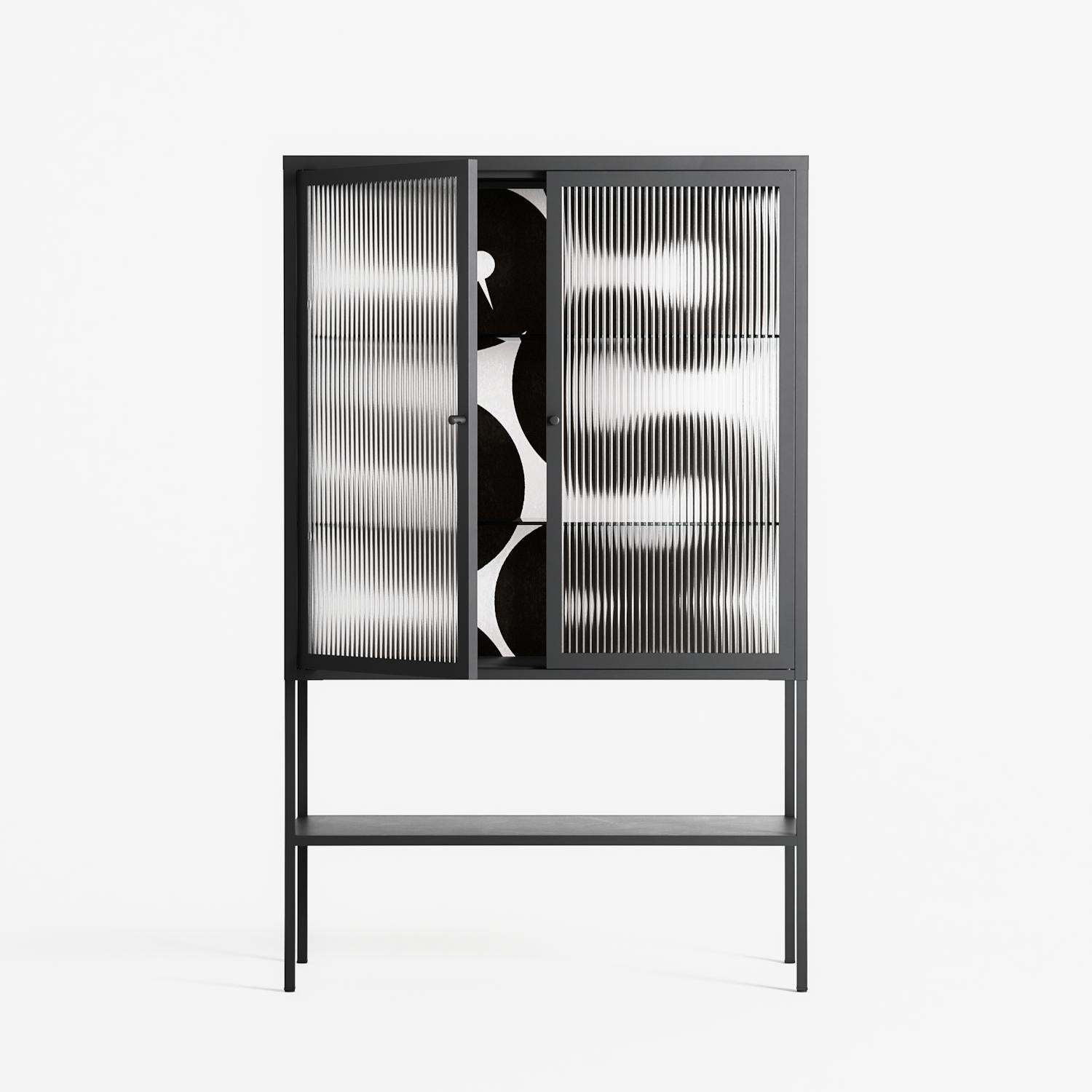 Black Waves - Loft Cabinet - Alexander Khabbazi - Antracite - Reeded glass