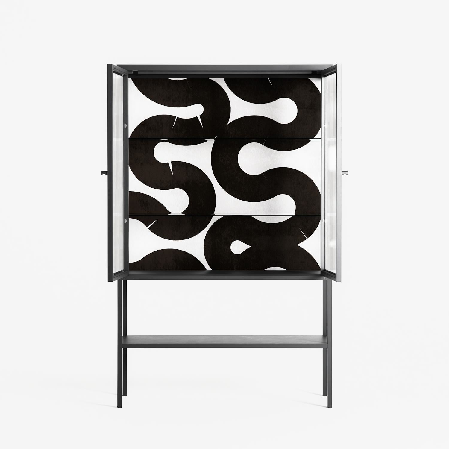 Black Waves - Loft Cabinet - Alexander Khabbazi - Antracite - Reeded glass