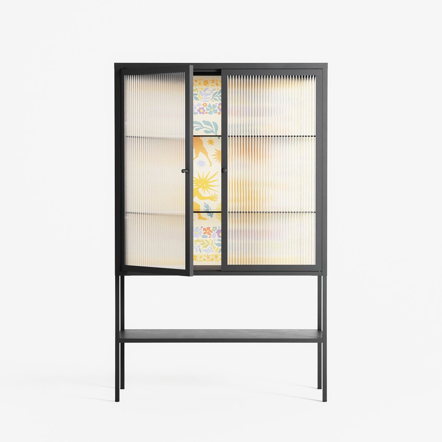 Sunbrother 3 - Loft Cabinet - Nick Liefhebber - Antracite - Reeded glass