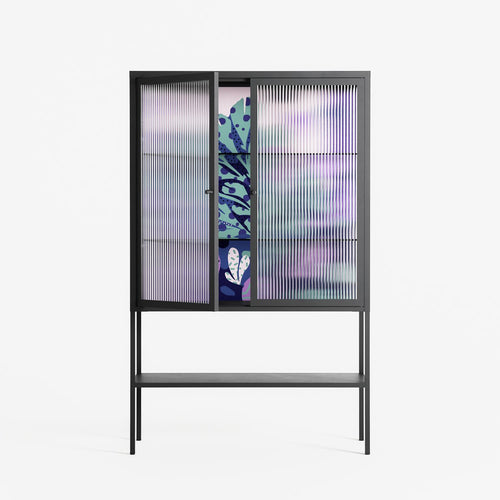 A Bridge Across Time 3 - Loft Cabinet - Nick Liefhebber - Antracite - Reeded glass