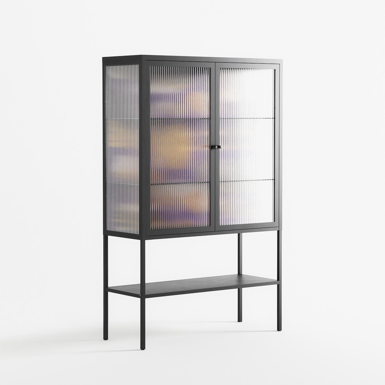 Pebbles - Loft Cabinet - Nick Liefhebber - Antracite - Reeded glass