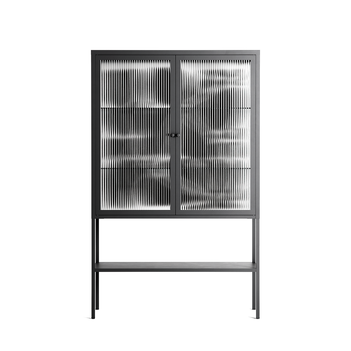 Black Flower - Loft Cabinet - Konrad Blaszczyk - Antracite - Reeded glass