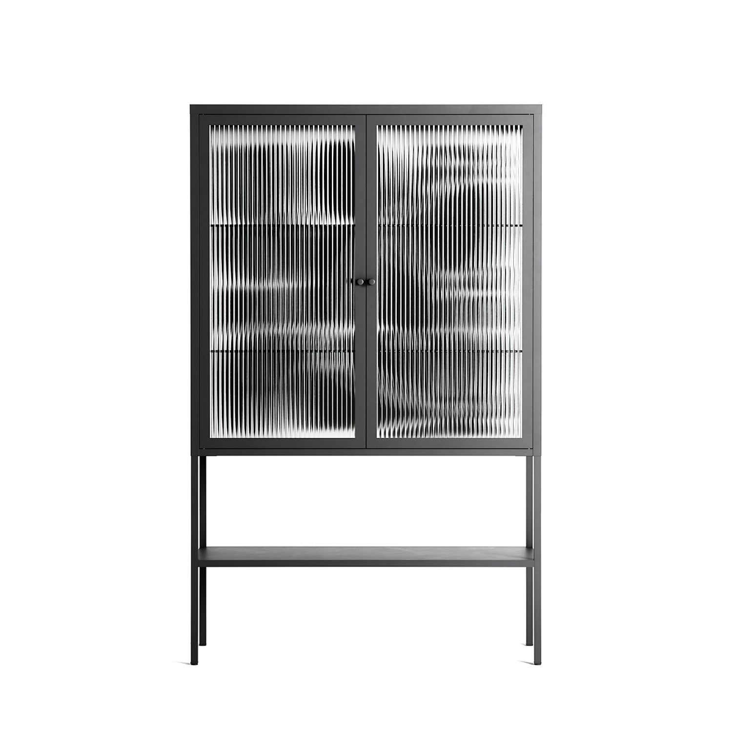 Black Flower - Loft Cabinet - Konrad Blaszczyk - Antracite - Reeded glass