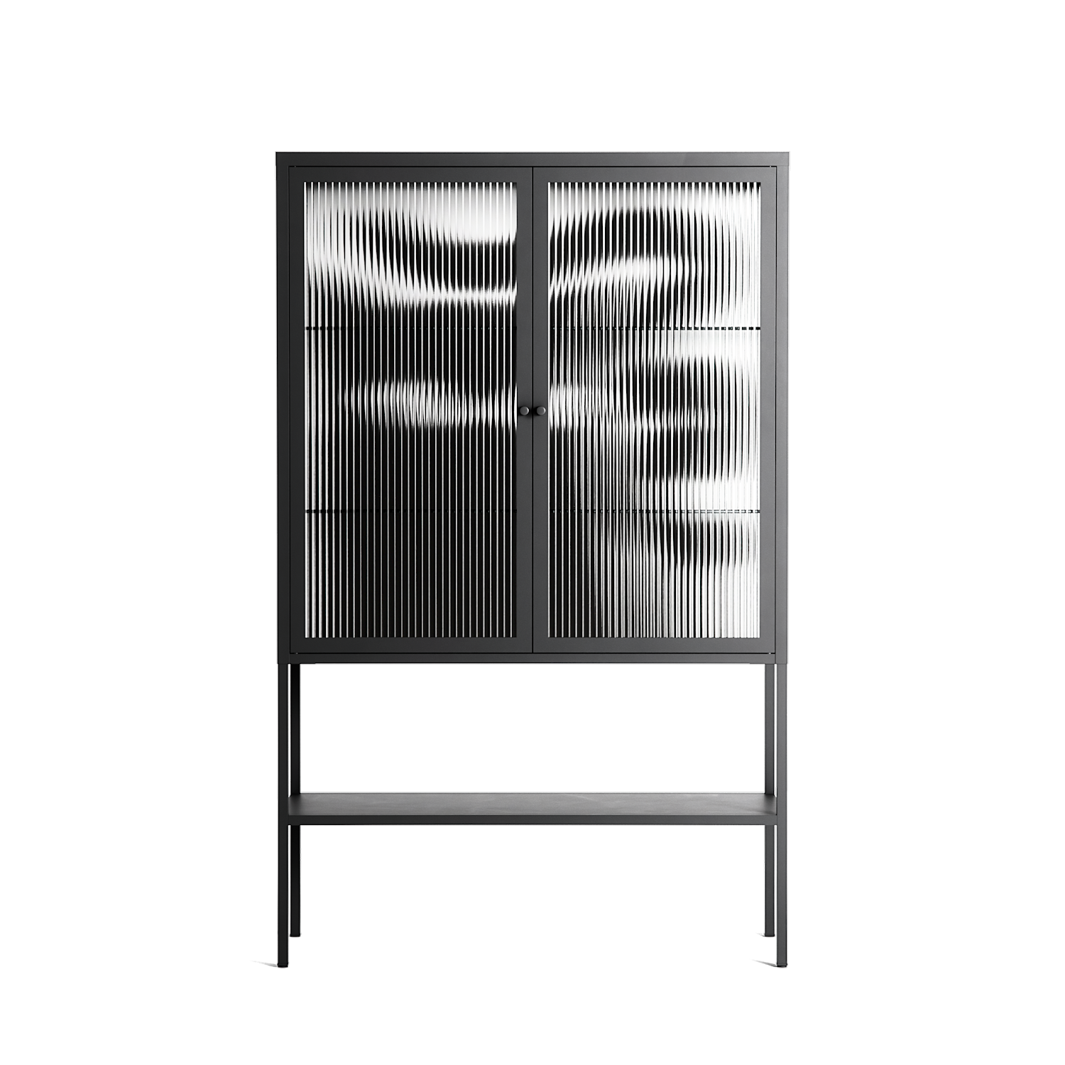 Black Cat - Loft Cabinet - Konrad Blaszczyk - Antracite - Reeded glass