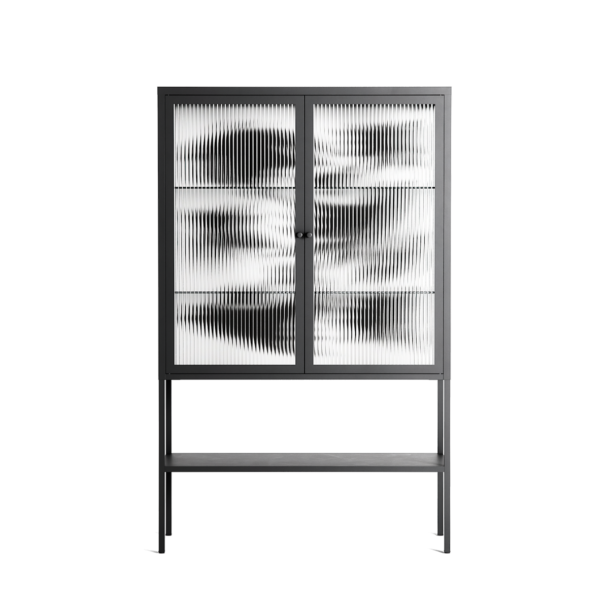 Black Birds - Loft Cabinet - Konrad Blaszczyk - Antracite - Reeded glass