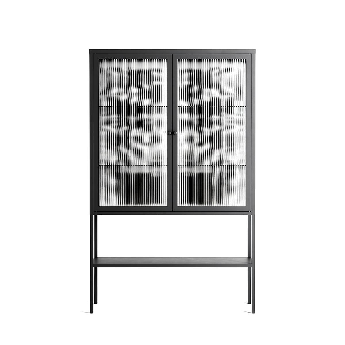 Black Potted Plant - Loft Cabinet - Konrad Blaszczyk - Antracite - Reeded glass