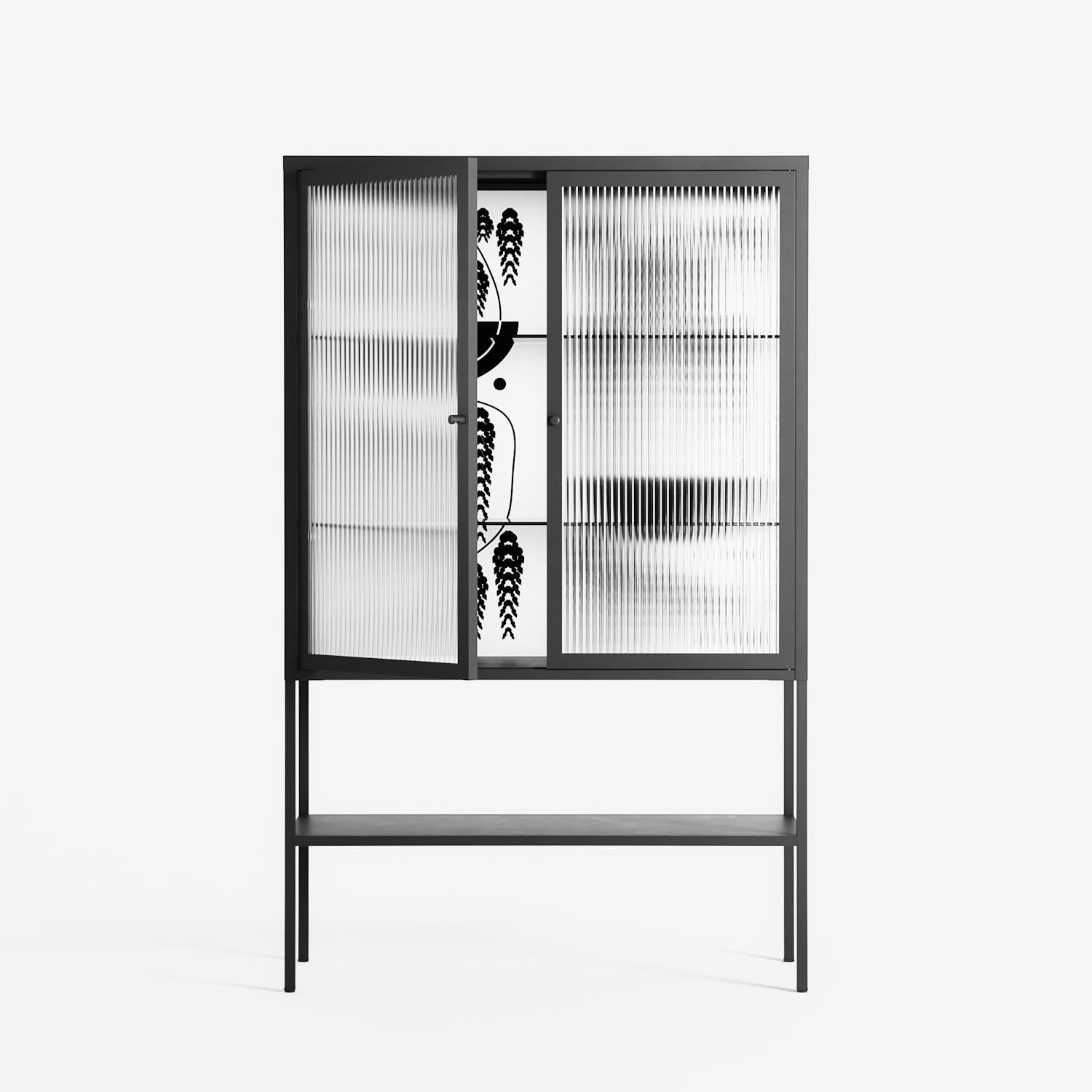 Black Fern - Loft Cabinet - Konrad Blaszczyk - Antracite - Reeded glass