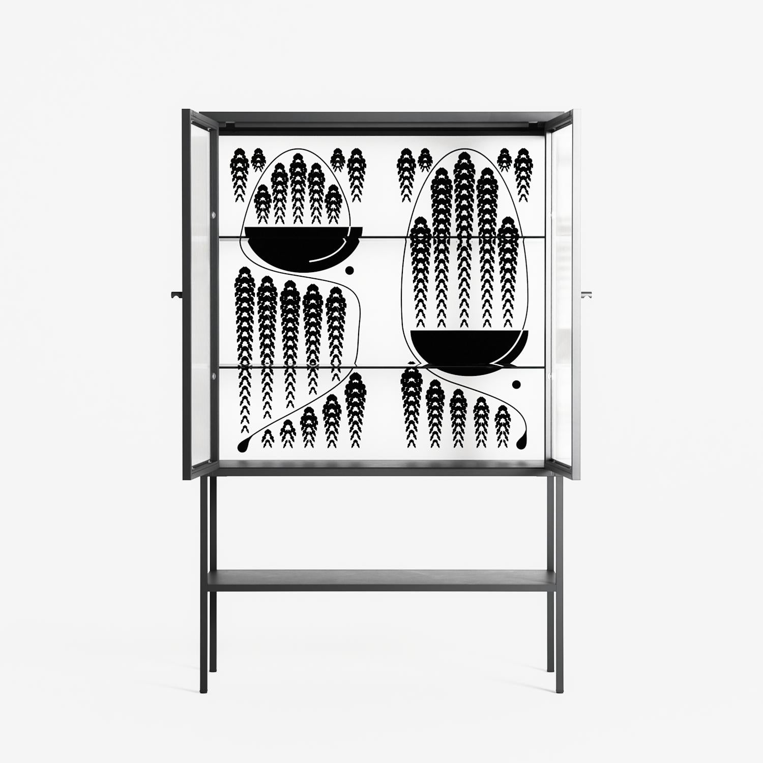 Black Fern - Loft Cabinet - Konrad Blaszczyk - Antracite - Reeded glass