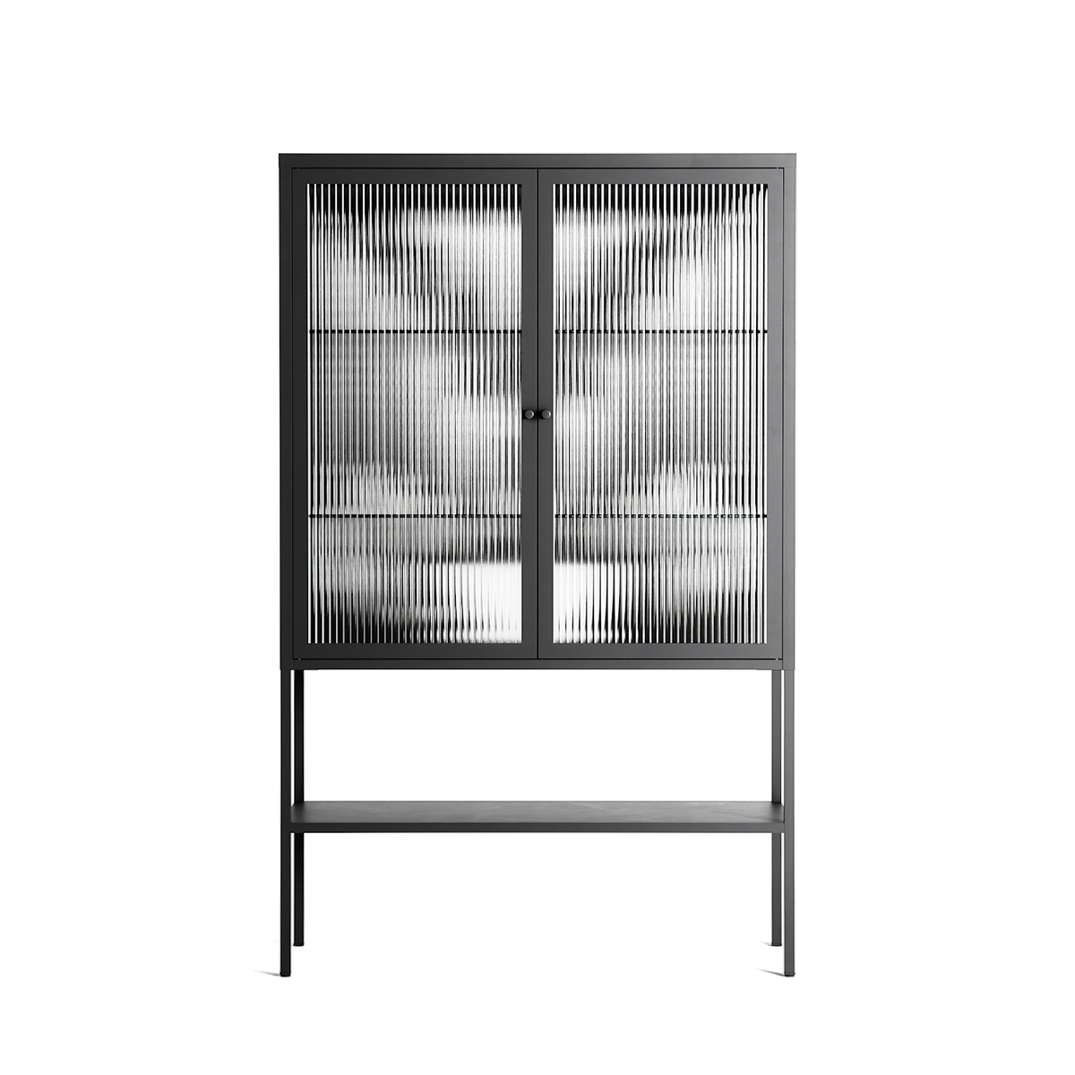 White Fern - Loft Cabinet - Konrad Blaszczyk - Antracite - Reeded glass