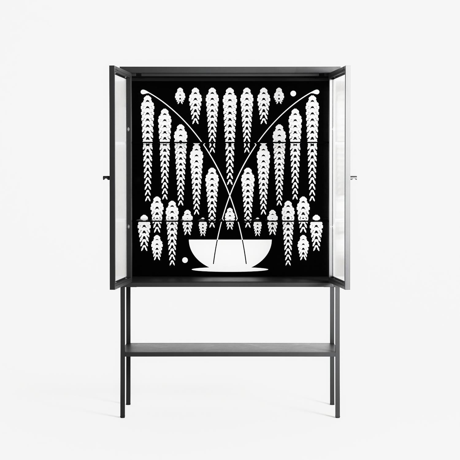 White Fern - Loft Cabinet - Konrad Blaszczyk - Antracite - Reeded glass