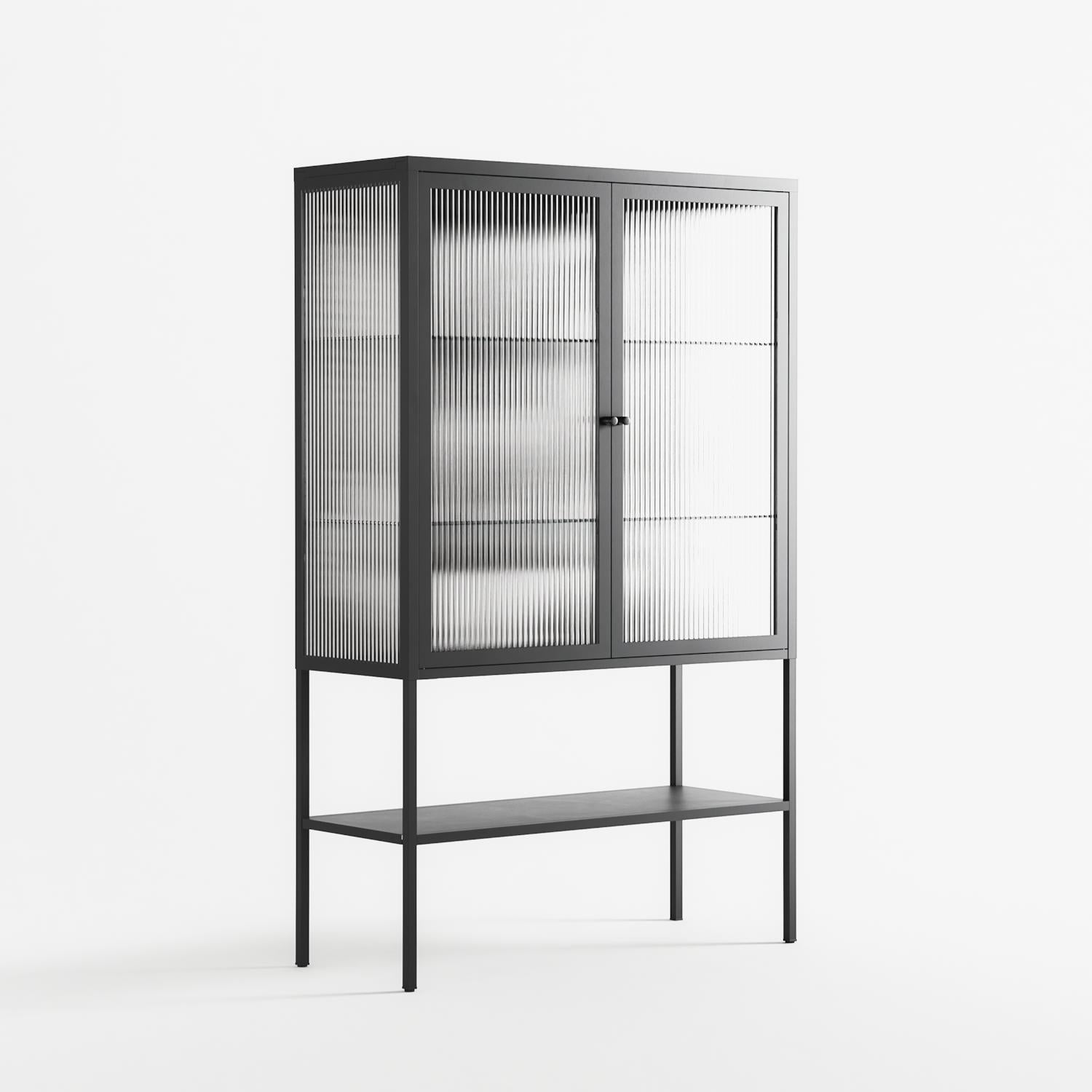 White Fern - Loft Cabinet - Konrad Blaszczyk - Antracite - Reeded glass