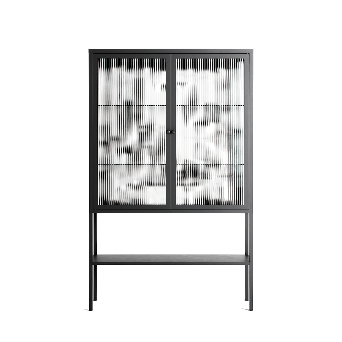 White Potted Plant - Loft Cabinet - Konrad Blaszczyk - Antracite - Reeded glass