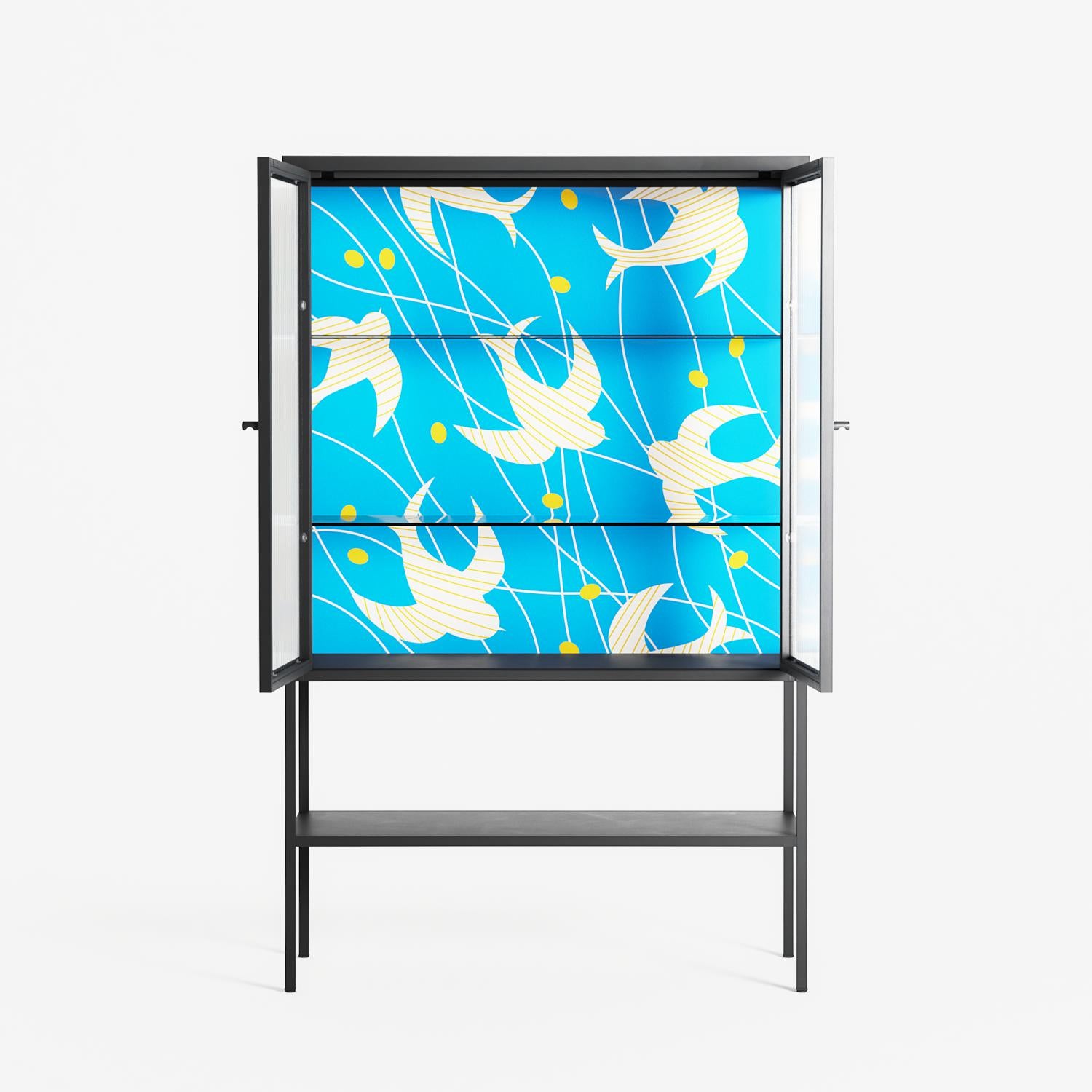 Birds B - Loft Cabinet - Heather Zhou - Antracite - Reeded glass