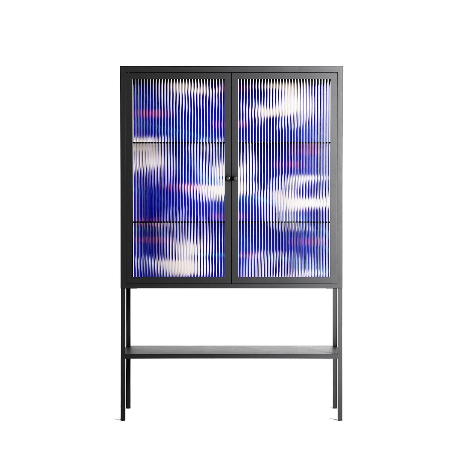 Birds A - Loft Cabinet - Heather Zhou - Antracite - Reeded glass