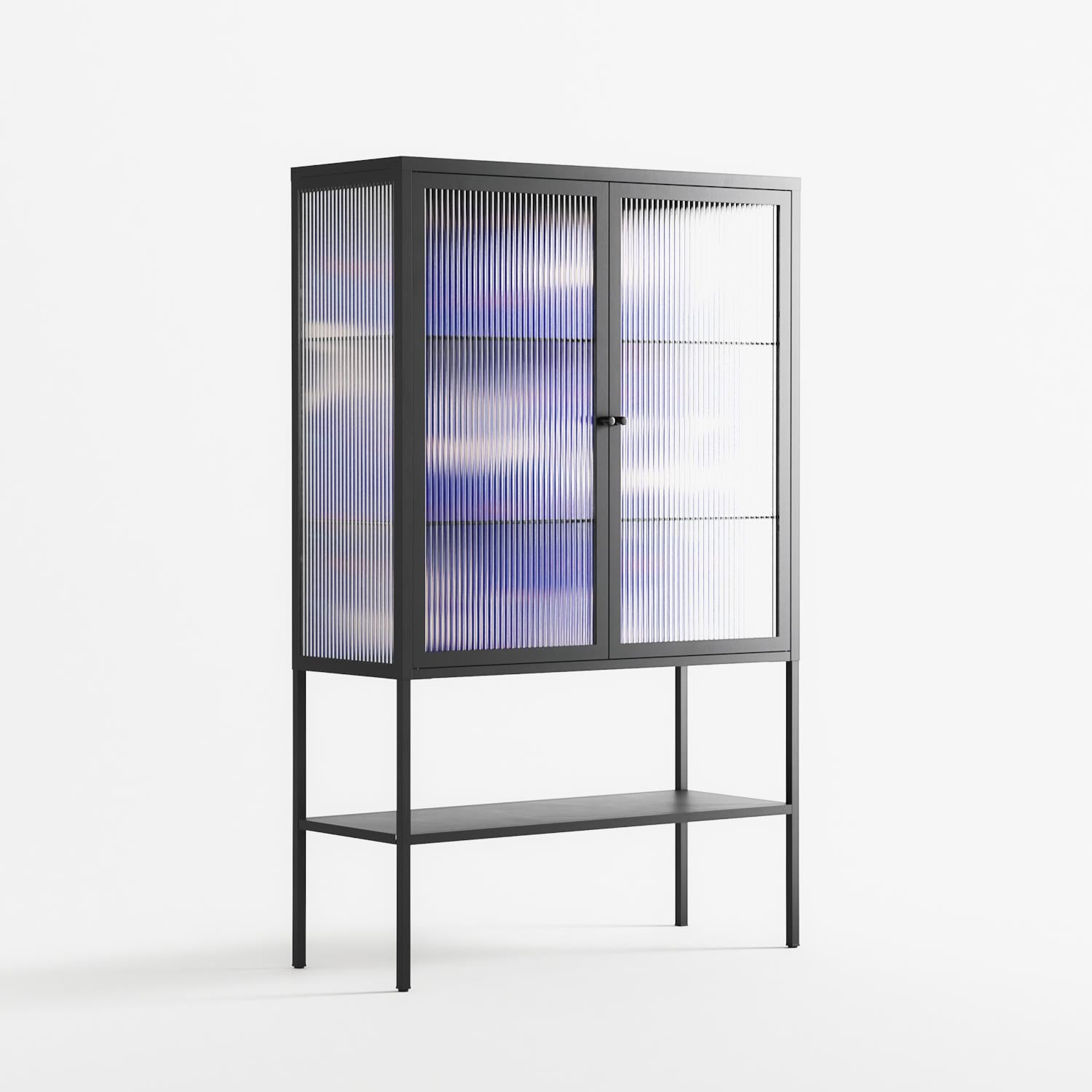 Birds A - Loft Cabinet - Heather Zhou - Antracite - Reeded glass