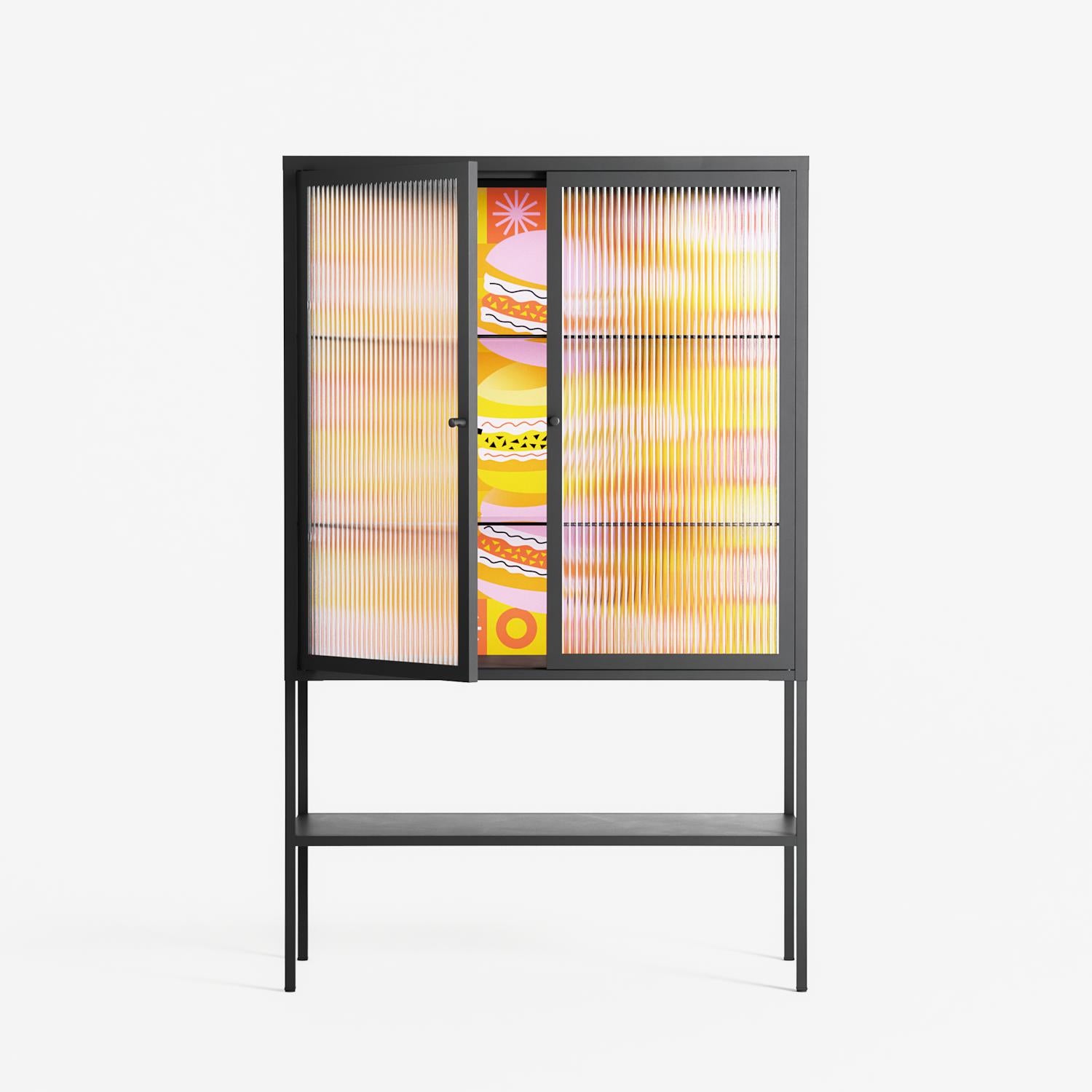 Cake - Loft Cabinet - Heather Zhou - Antracite - Reeded glass