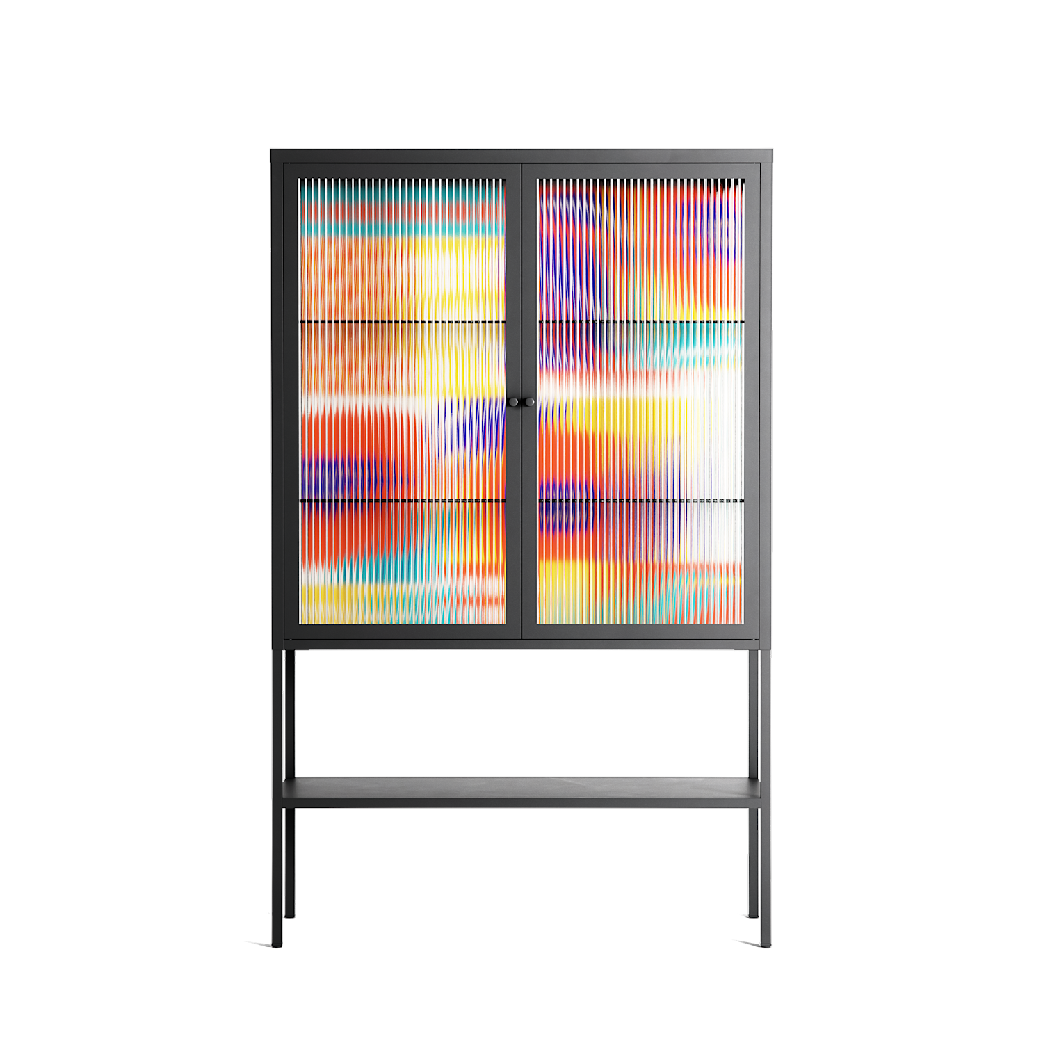 Flower A - Loft Cabinet - Heather Zhou - Antracite - Reeded glass