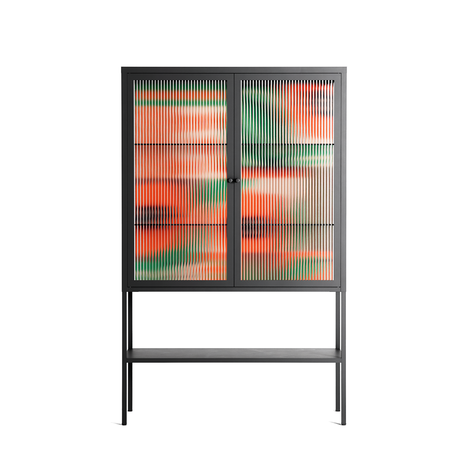 Flower B - Loft Cabinet - Heather Zhou - Antracite - Reeded glass