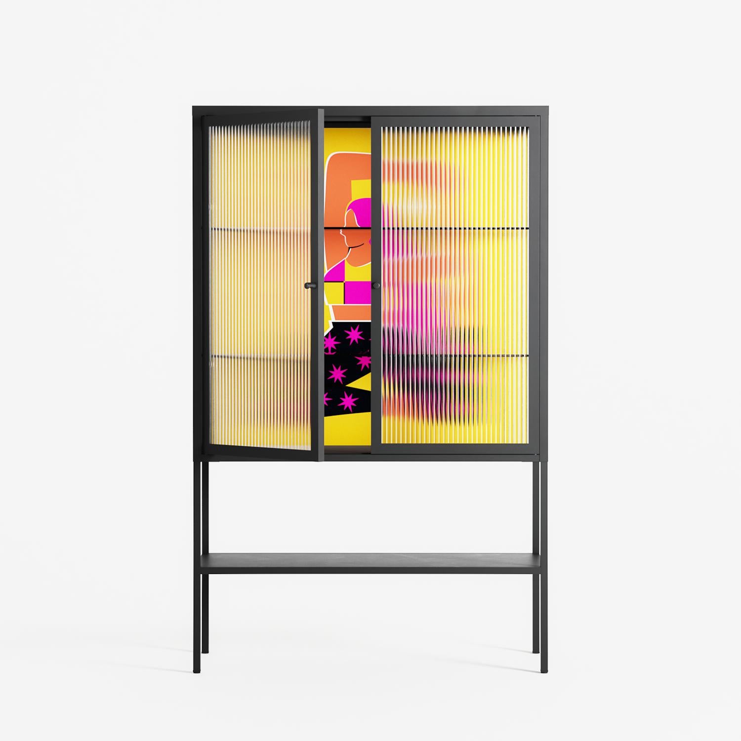 Yoga - Loft Cabinet - Heather Zhou - Antracite - Reeded glass