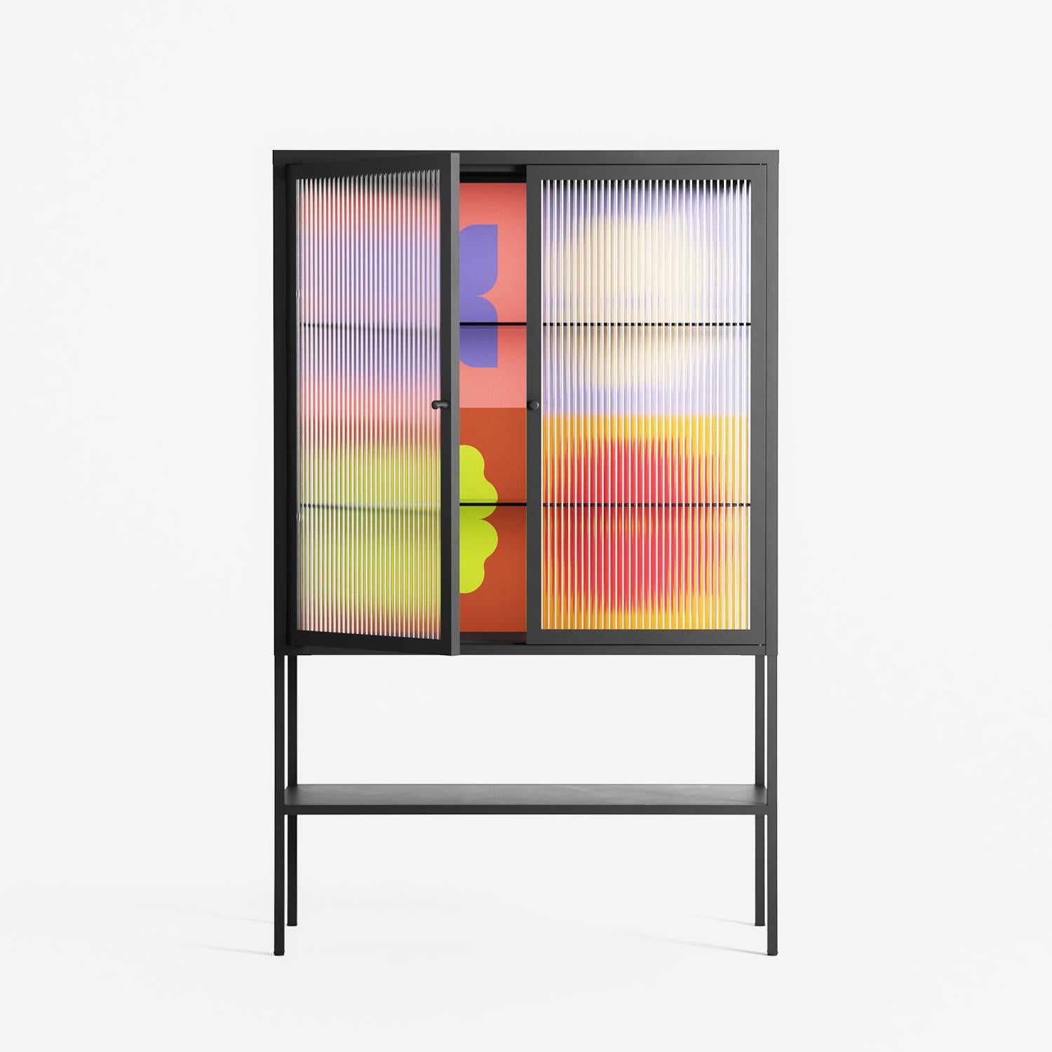 Flowers All - Loft Cabinet - Linus Lohoff - Antracite - Reeded glass