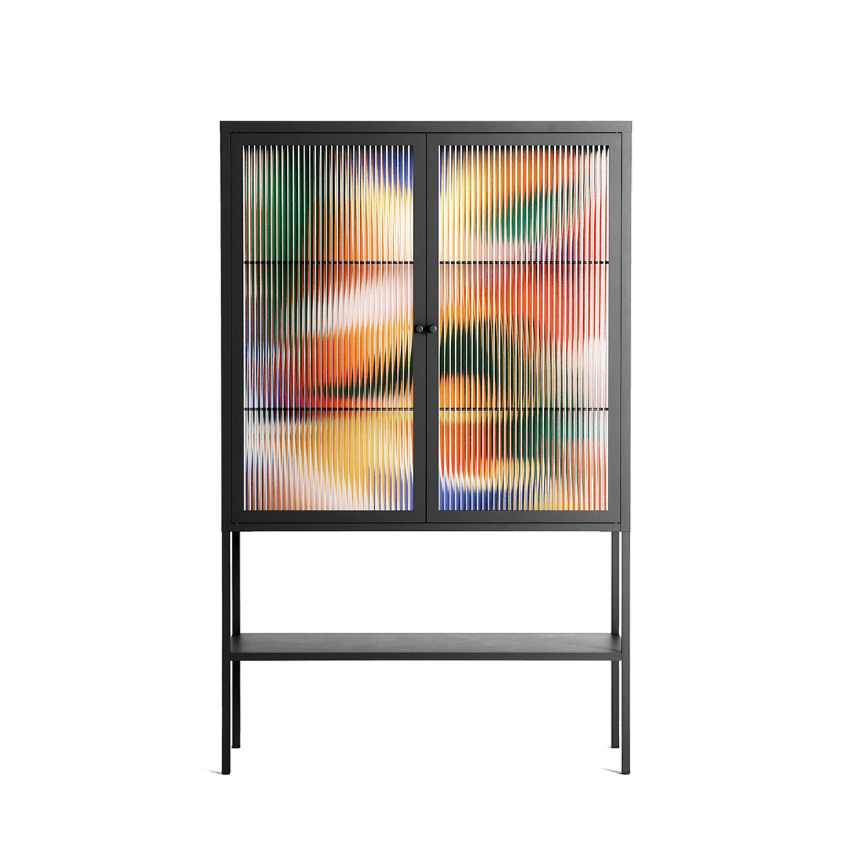 Gloss - Loft Cabinet - Vratislav Pecka - Antracite - Reeded glass