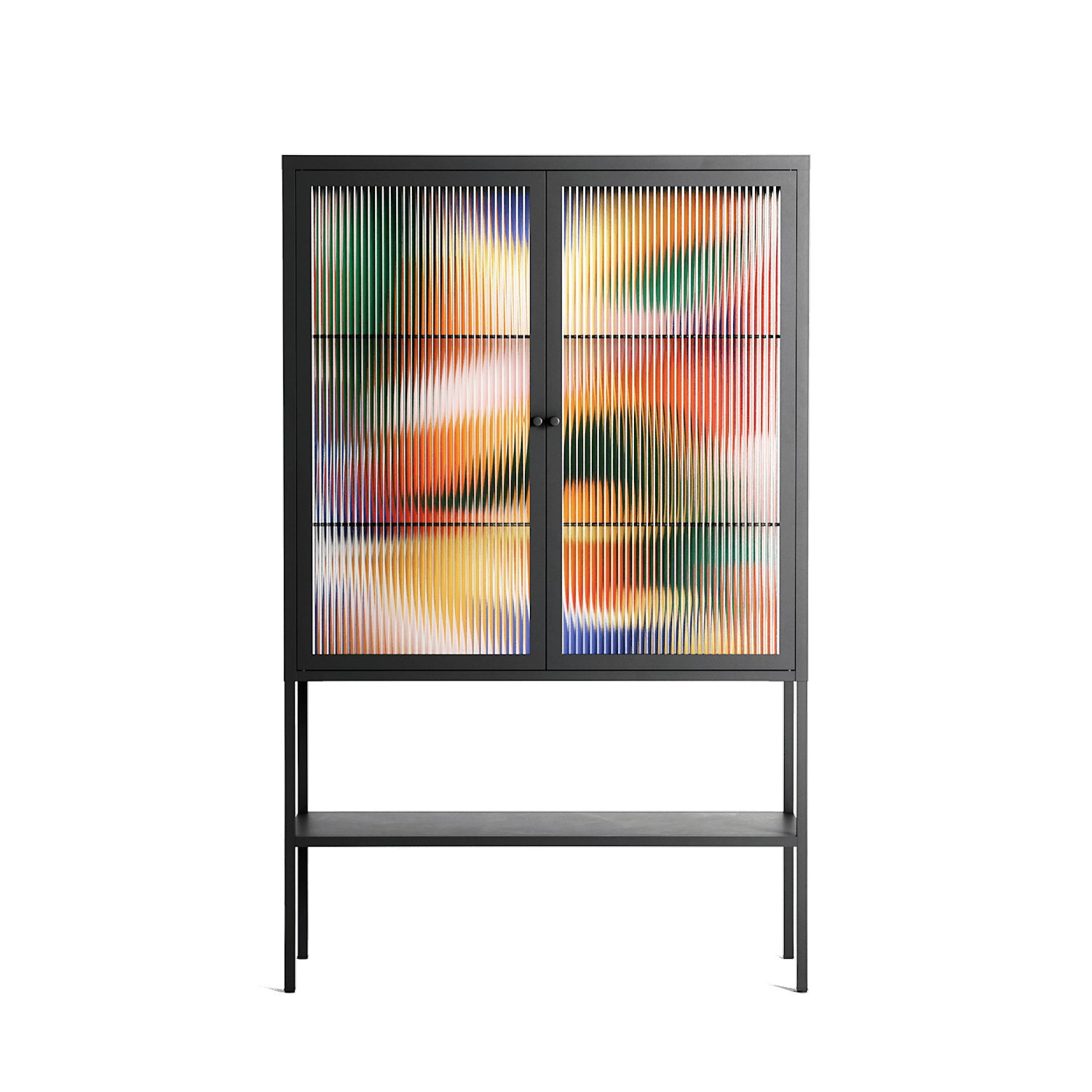 Gloss - Loft Cabinet - Vratislav Pecka - Antracite - Reeded glass