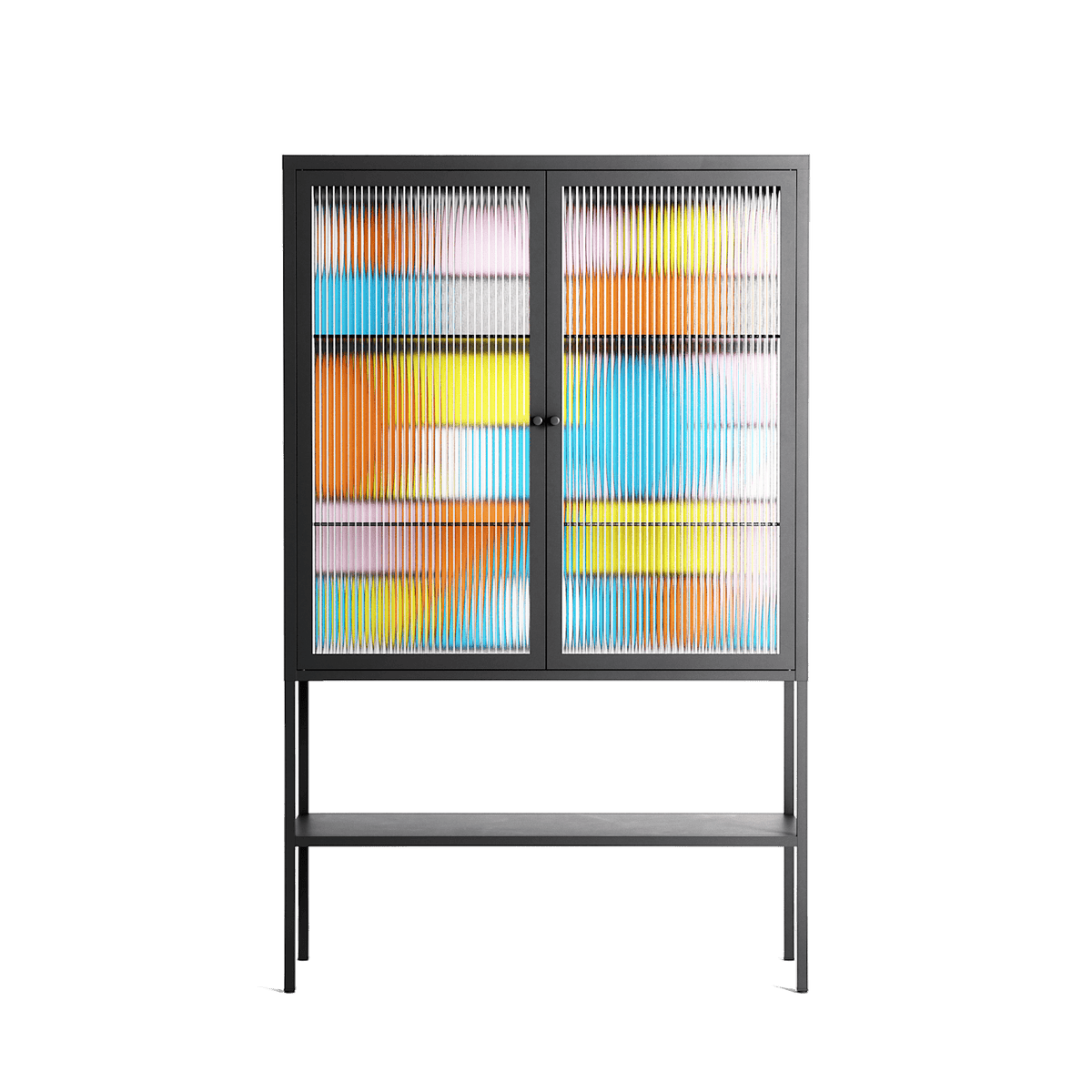 Palette - Loft Cabinet - Vratislav Pecka - Antracite - Reeded glass