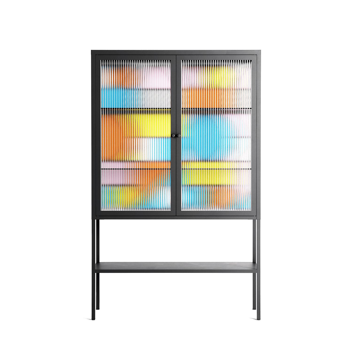 Palette - Loft Cabinet - Vratislav Pecka - Antracite - Reeded glass