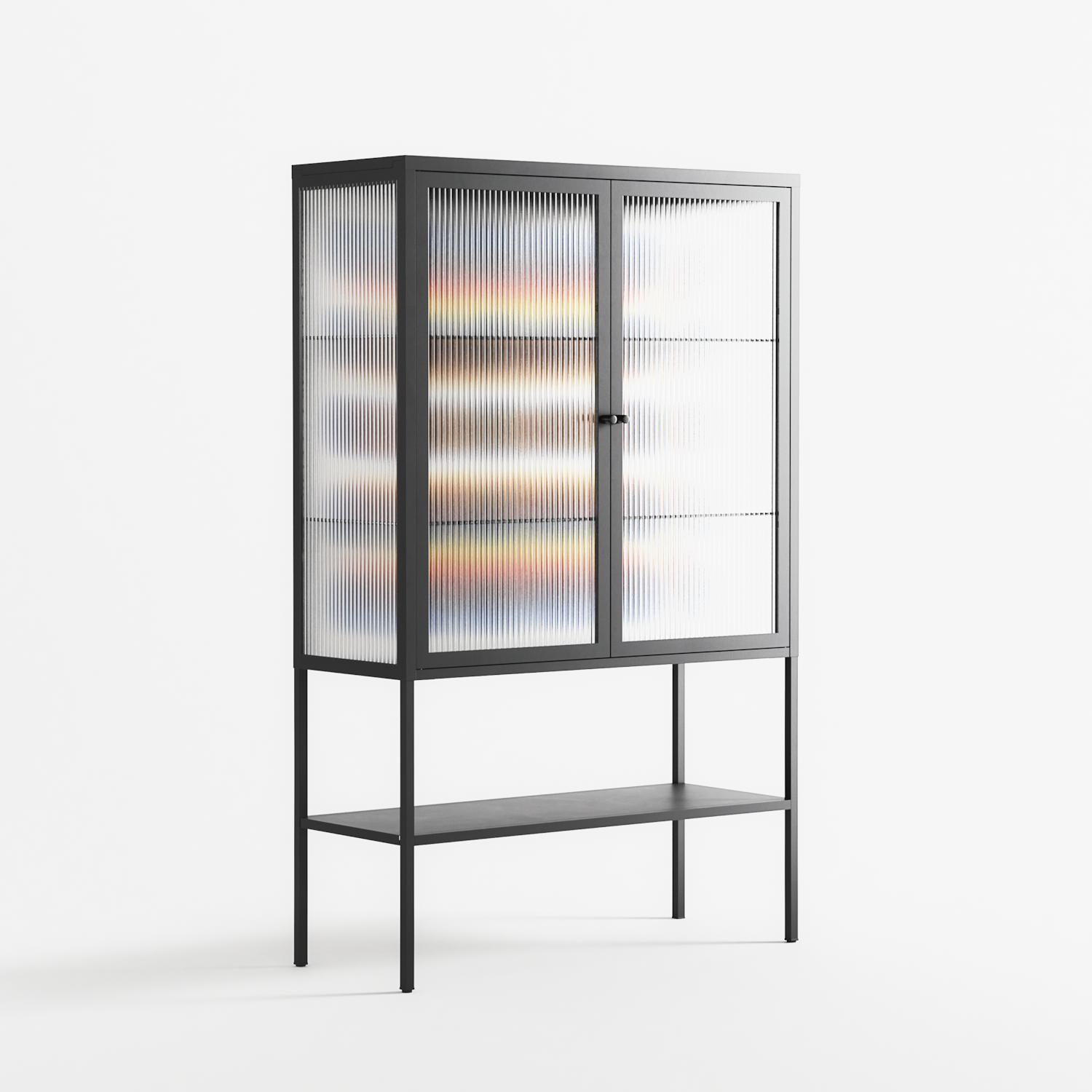Perspektiva - Loft Cabinet - Vratislav Pecka - Antracite - Reeded glass