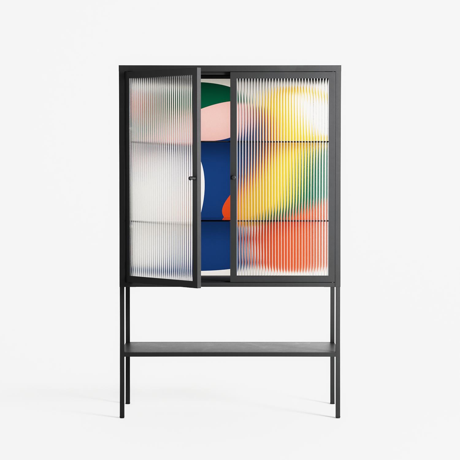 Spilled Paint - Loft Cabinet - Vratislav Pecka - Antracite - Reeded glass