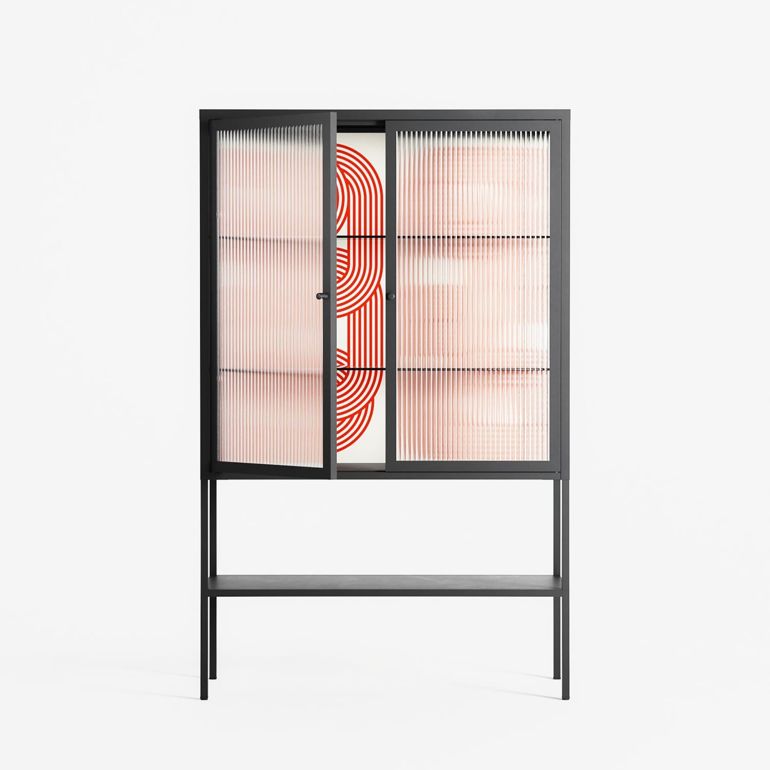 United - Loft Cabinet - Vratislav Pecka - Antracite - Clear glass