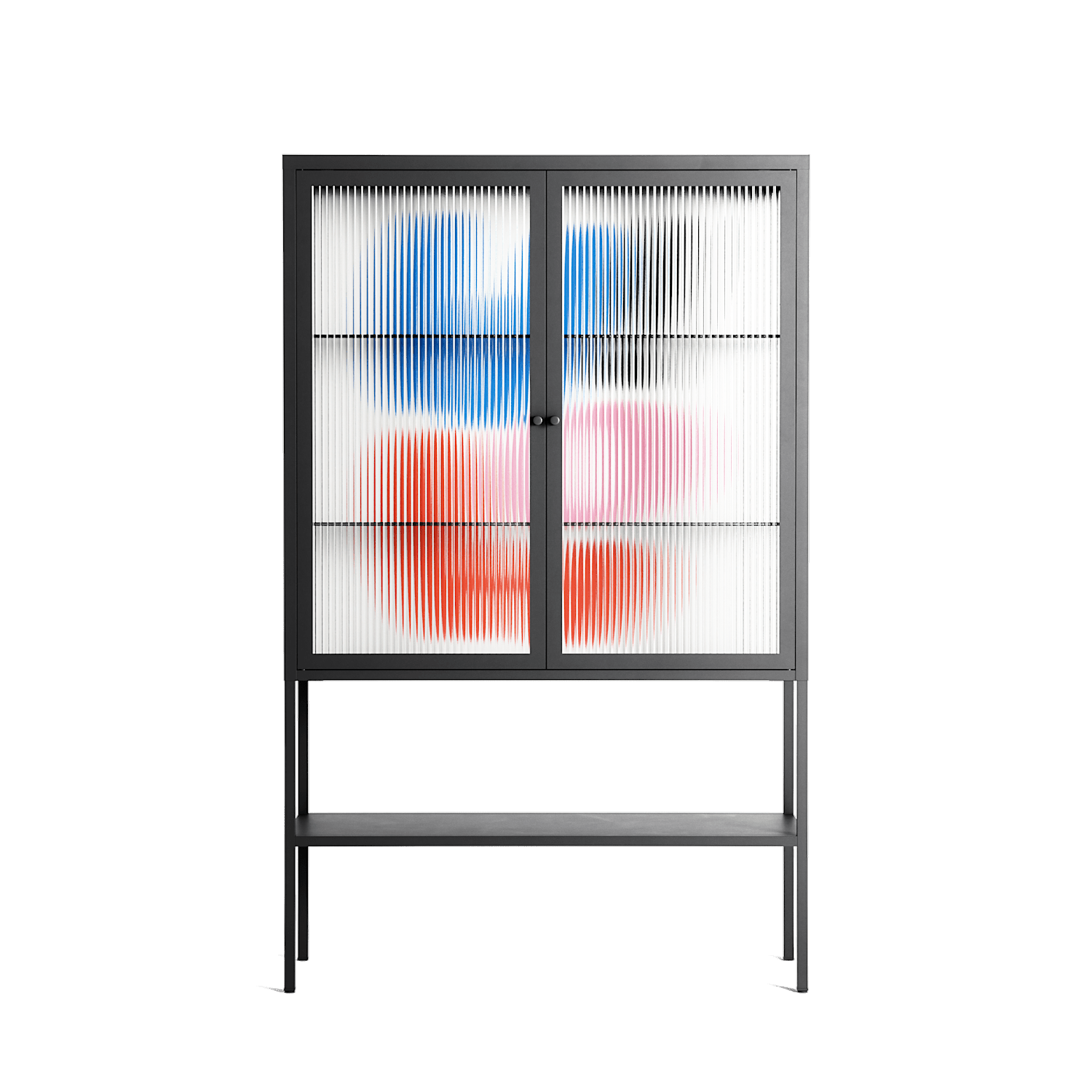 Wow - Loft Cabinet - Vratislav Pecka - Antracite - Reeded glass