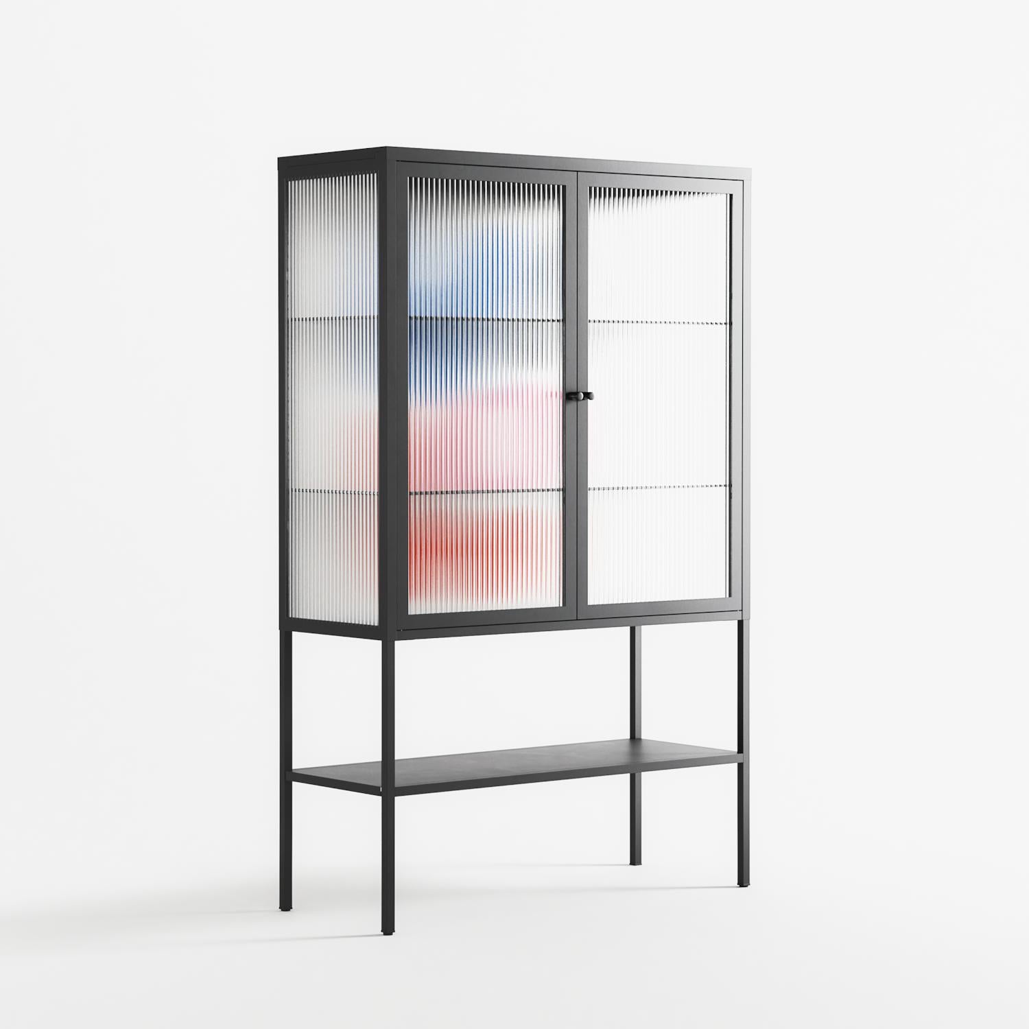 Wow - Loft Cabinet - Vratislav Pecka - Antracite - Reeded glass