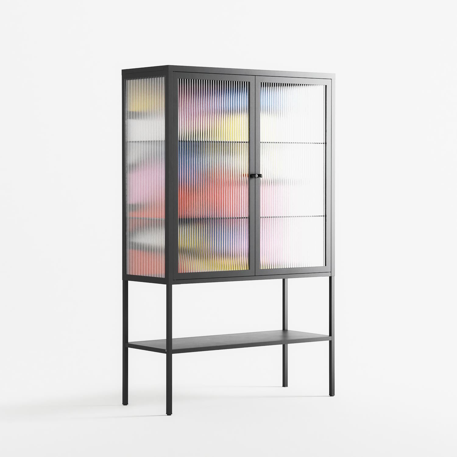 Yo - Loft Cabinet - Vratislav Pecka - Antracite - Reeded glass