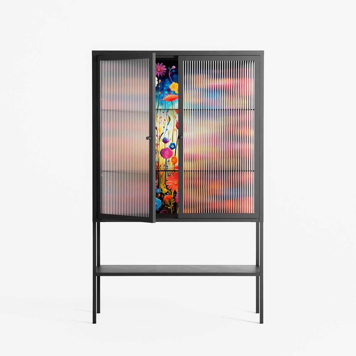 Greatful Meadow - Loft Cabinet - Nur Rydberg - Antracite - Reeded glass