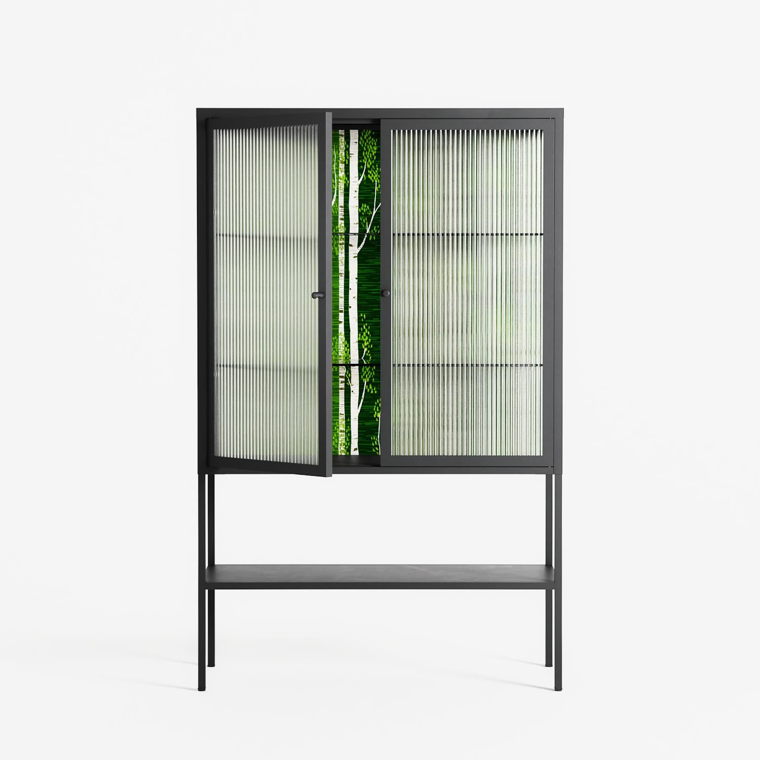 Björkskog - Loft Cabinet - Nur Rydberg - Antracite - Reeded glass