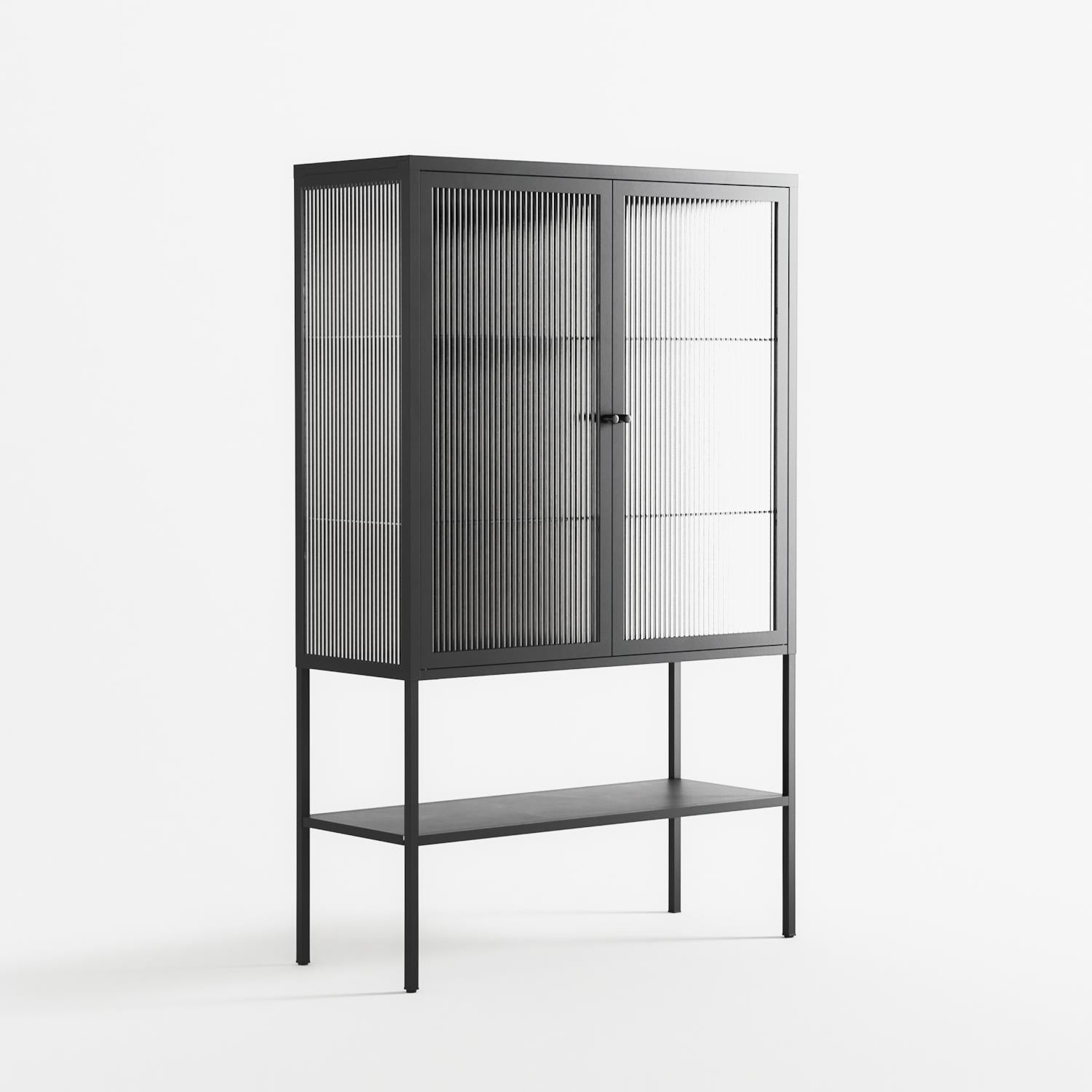 Hug 1 - Loft Cabinet - Andrea Devia-Nuño - Antracite - Reeded glass