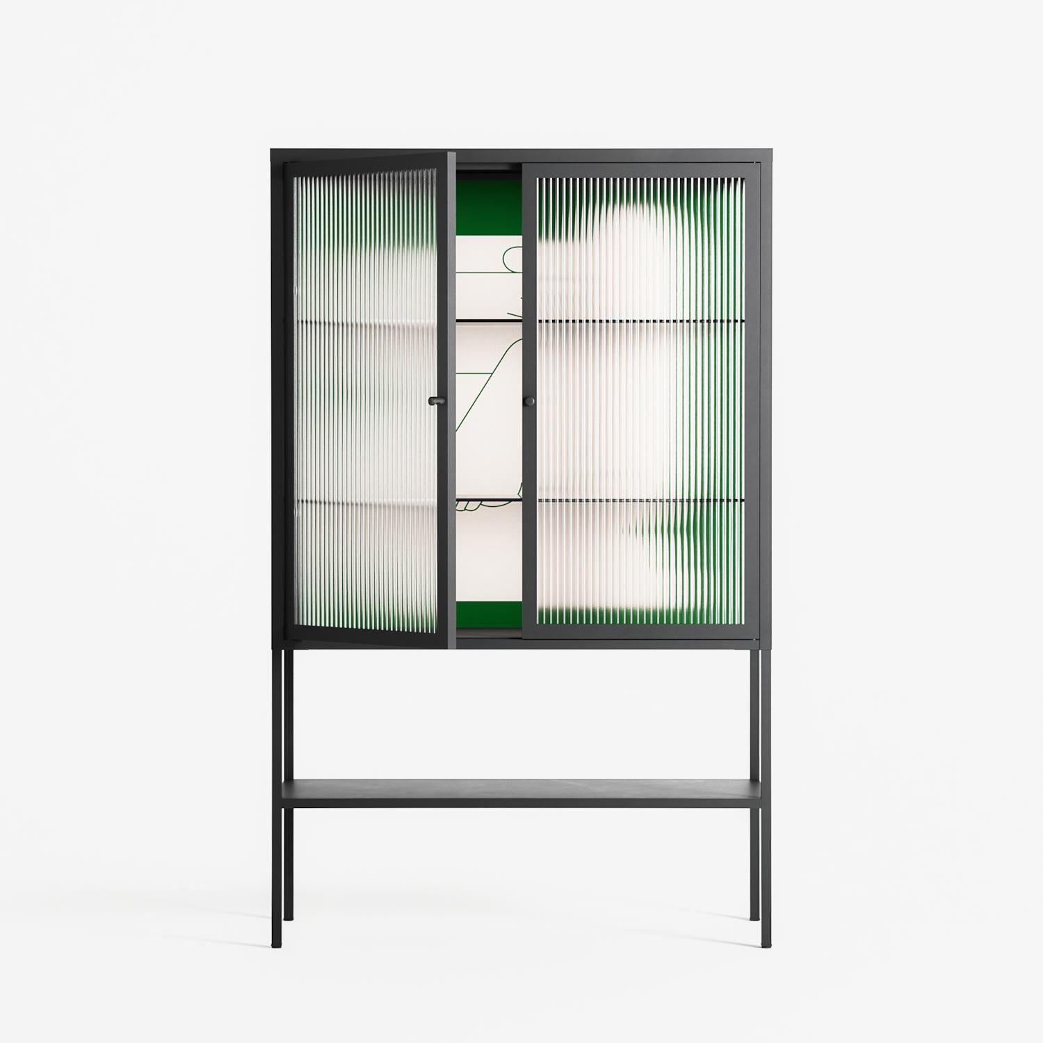 Rest 1 - Loft Cabinet - Andrea Devia-Nuño - Antracite - Reeded glass