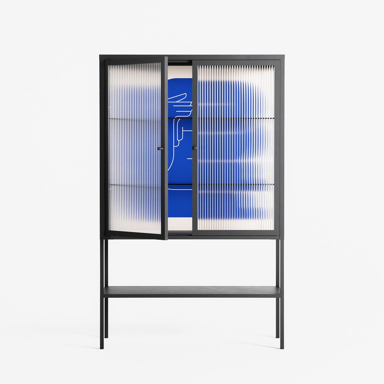 Wait 2 - Loft Cabinet - Andrea Devia-Nuño - Antracite - Reeded glass