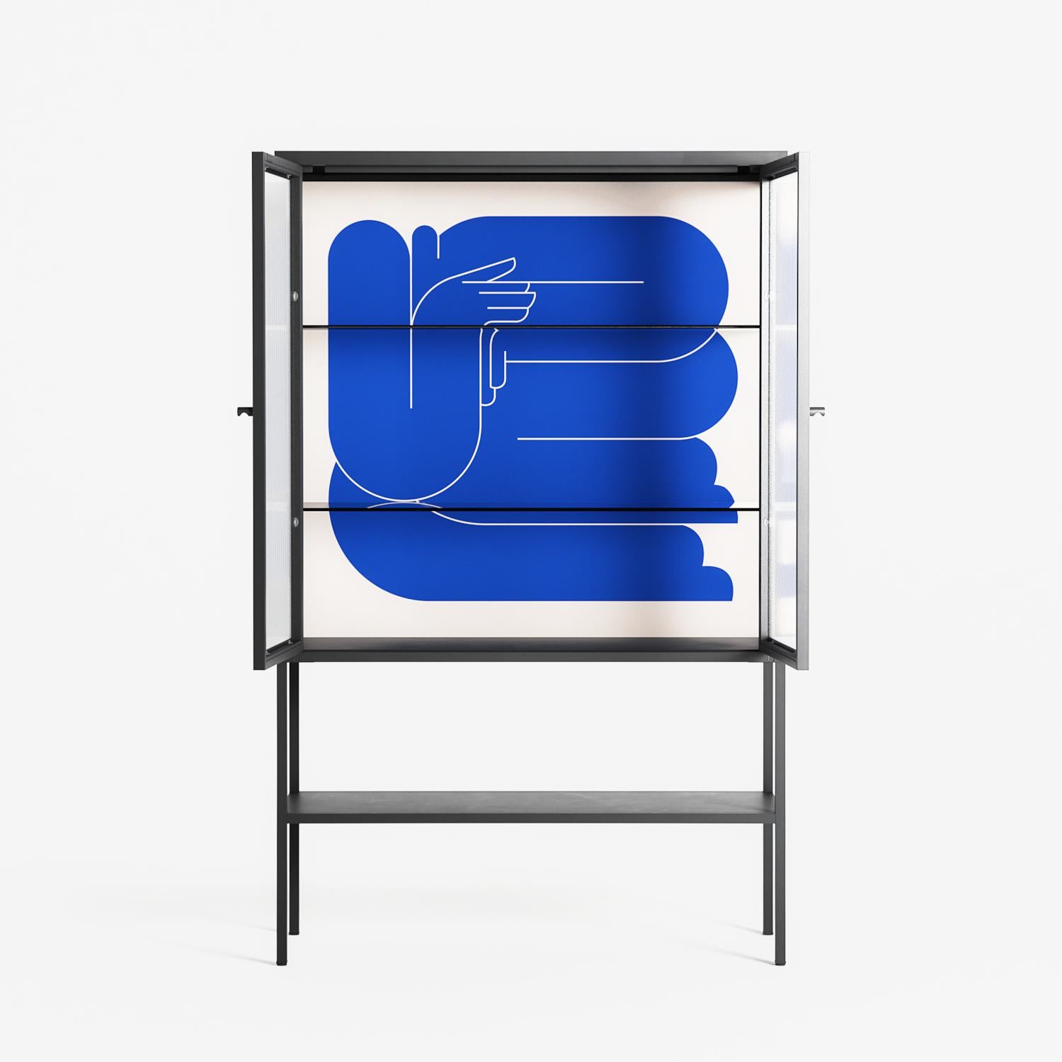 Wait 2 - Loft Cabinet - Andrea Devia-Nuño - Antracite - Reeded glass