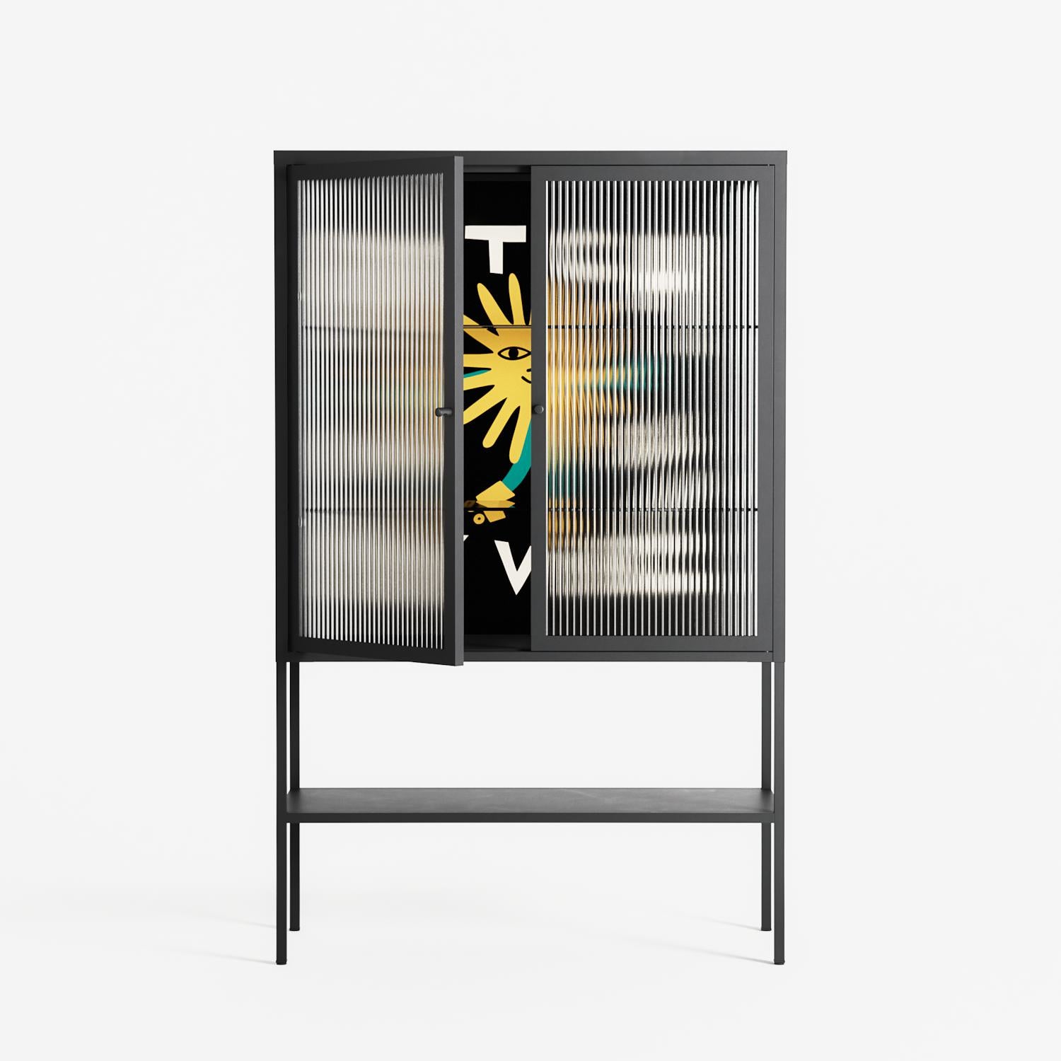 Bitch Don't Kill My Vibe - Loft Cabinet - Aley Wild - Antracite - Reeded glass